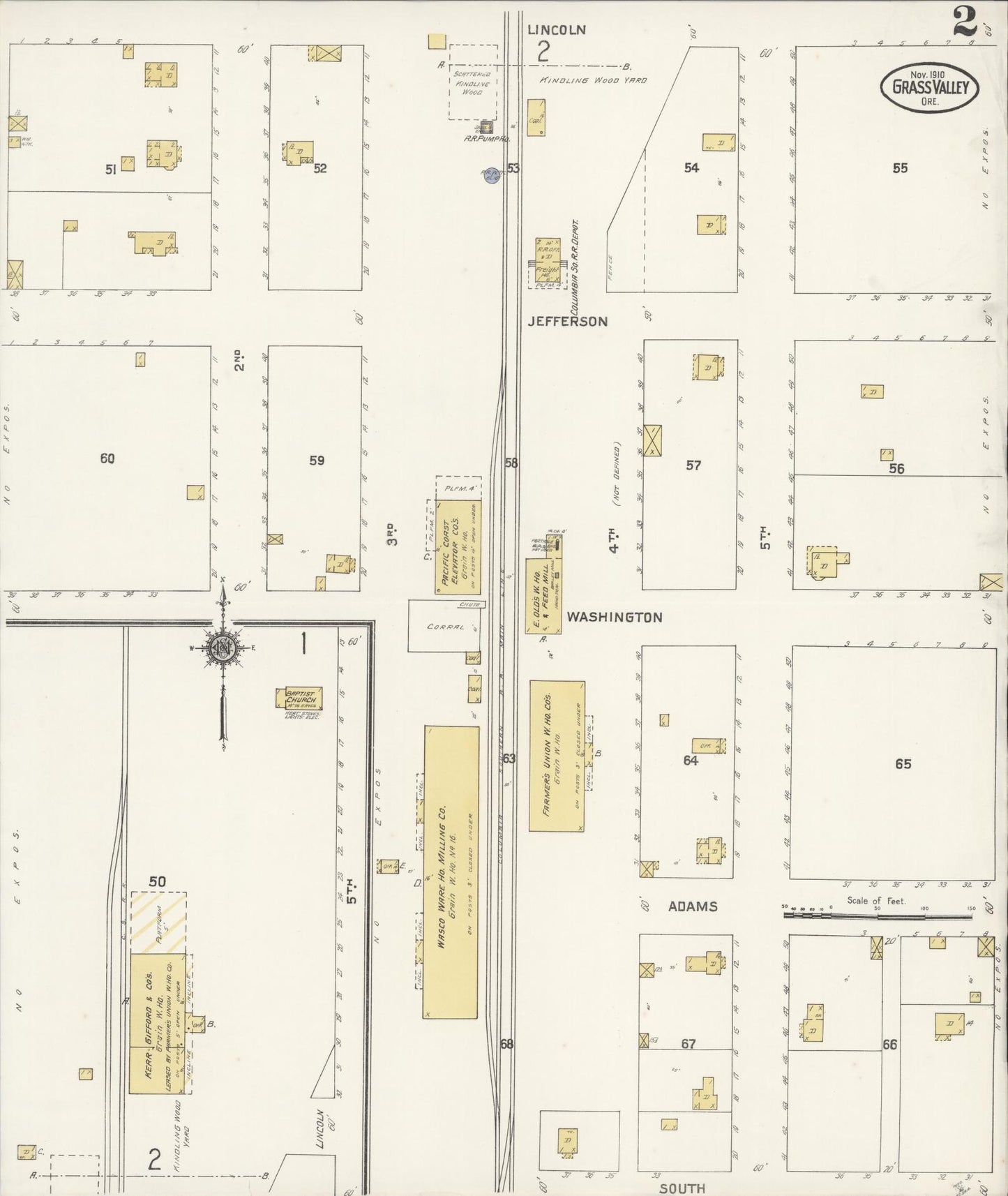 Sanborn Fire Insurance Map from Grass Valley, Sherman County, Oregon (1910), Sheet #0002 - Complete Map Set gallery image, historic Sanborn map, vintage wall art, Oregon Oregon