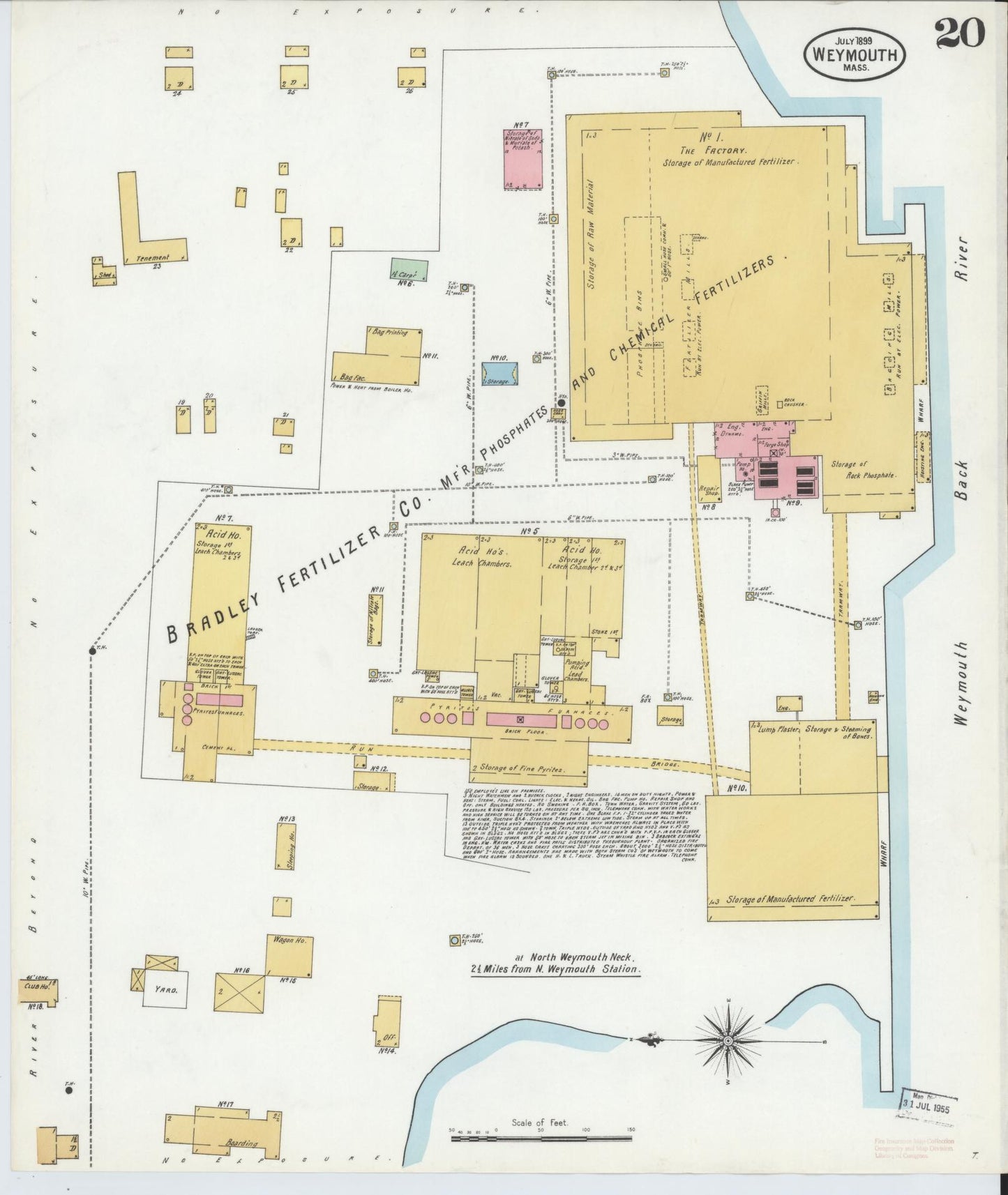 Sanborn Fire Insurance Map from Weymouth, Norfolk County, Massachusetts (1899), Sheet #0020 - Complete Map Set gallery image, historic Sanborn map, vintage wall art, Massachusetts Massachusetts