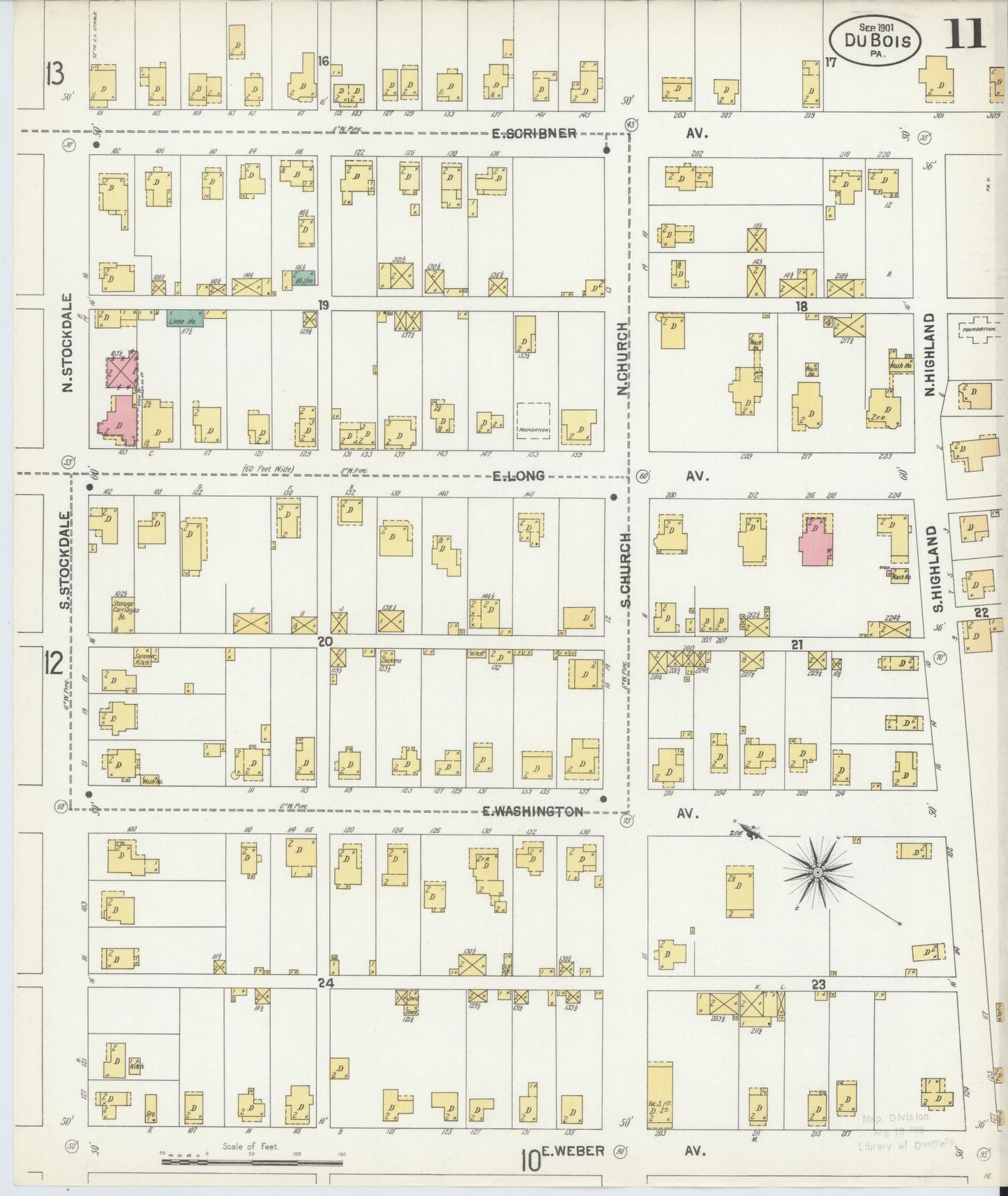 Sanborn Fire Insurance Map from Du Bois, Clearfield County, Pennsylvania (1901), Sheet #0011 - Historic Sanborn Fire Insurance Map Print, vintage old map wall art, antique decor, genealogy gift, Pennsylvania Pennsylvania map