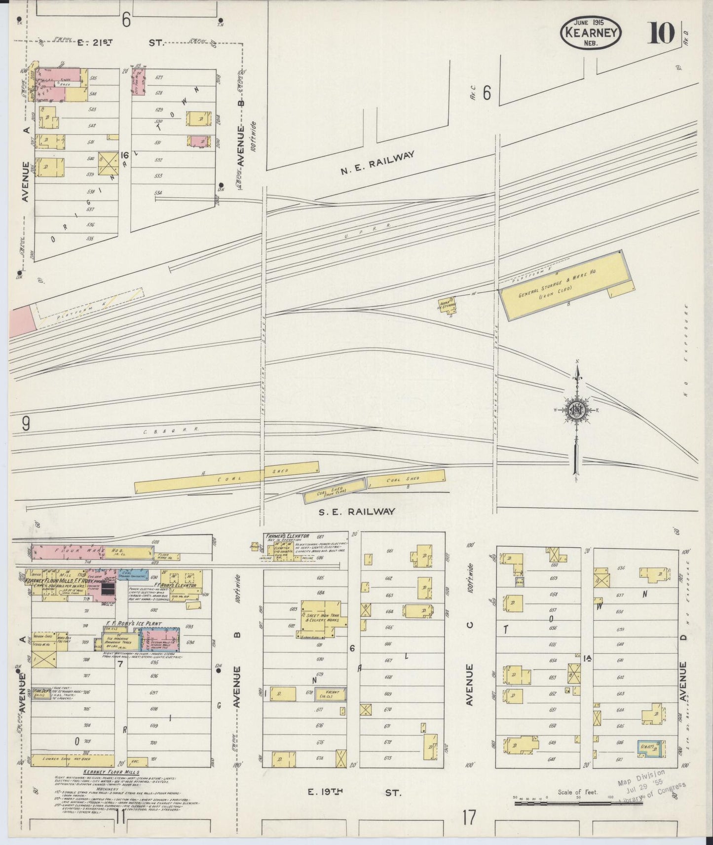 Sanborn Fire Insurance Map from Kearney, Buffalo County, Nebraska (1915), Sheet #0010 - Historic Sanborn Fire Insurance Map Print, vintage old map wall art, antique decor, genealogy gift, Nebraska Nebraska map