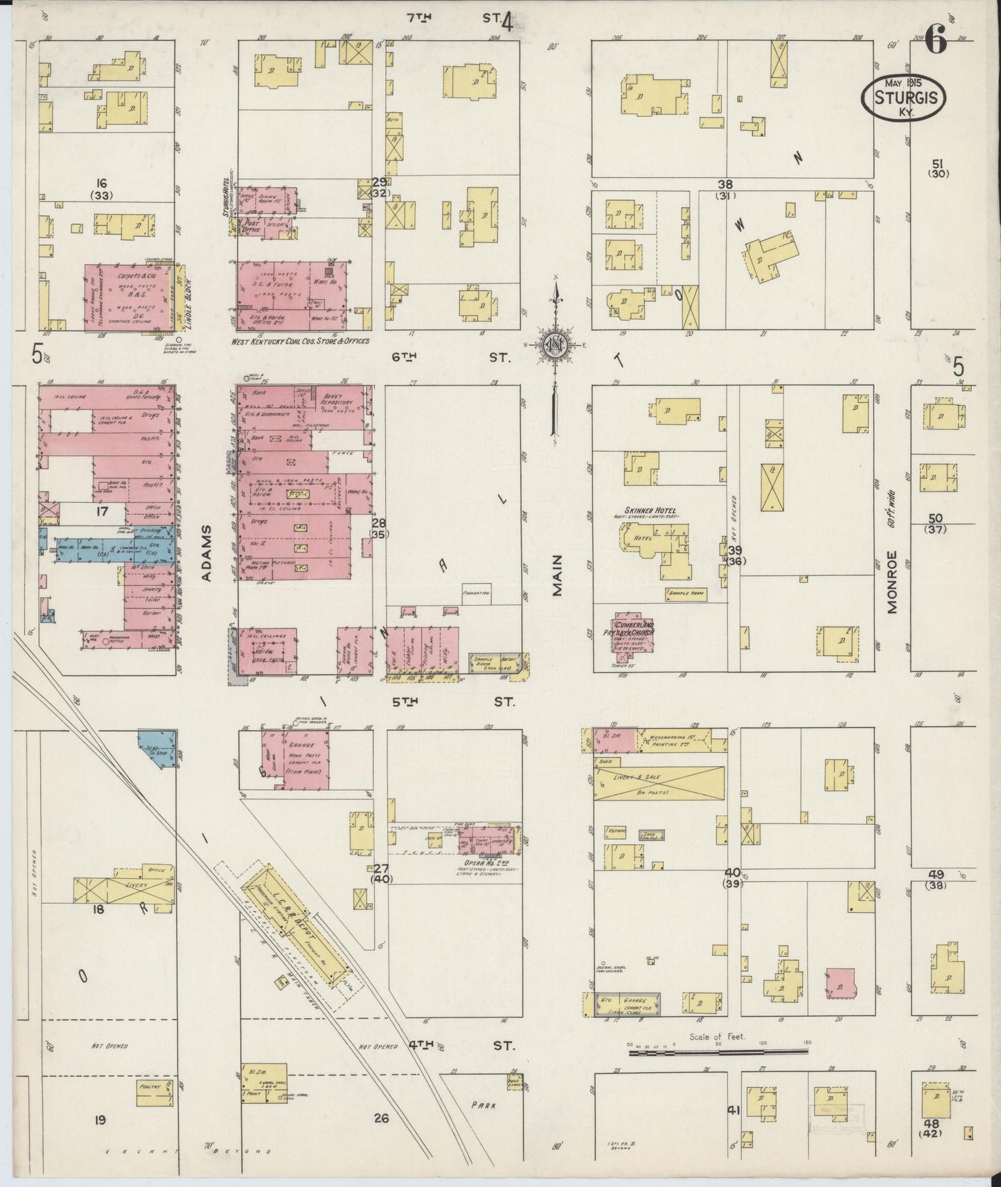 Sanborn Fire Insurance Map from Sturgis, Union County, Kentucky (1915), Sheet #0006 - Complete Map Set gallery image, historic Sanborn map, vintage wall art, Kentucky Kentucky