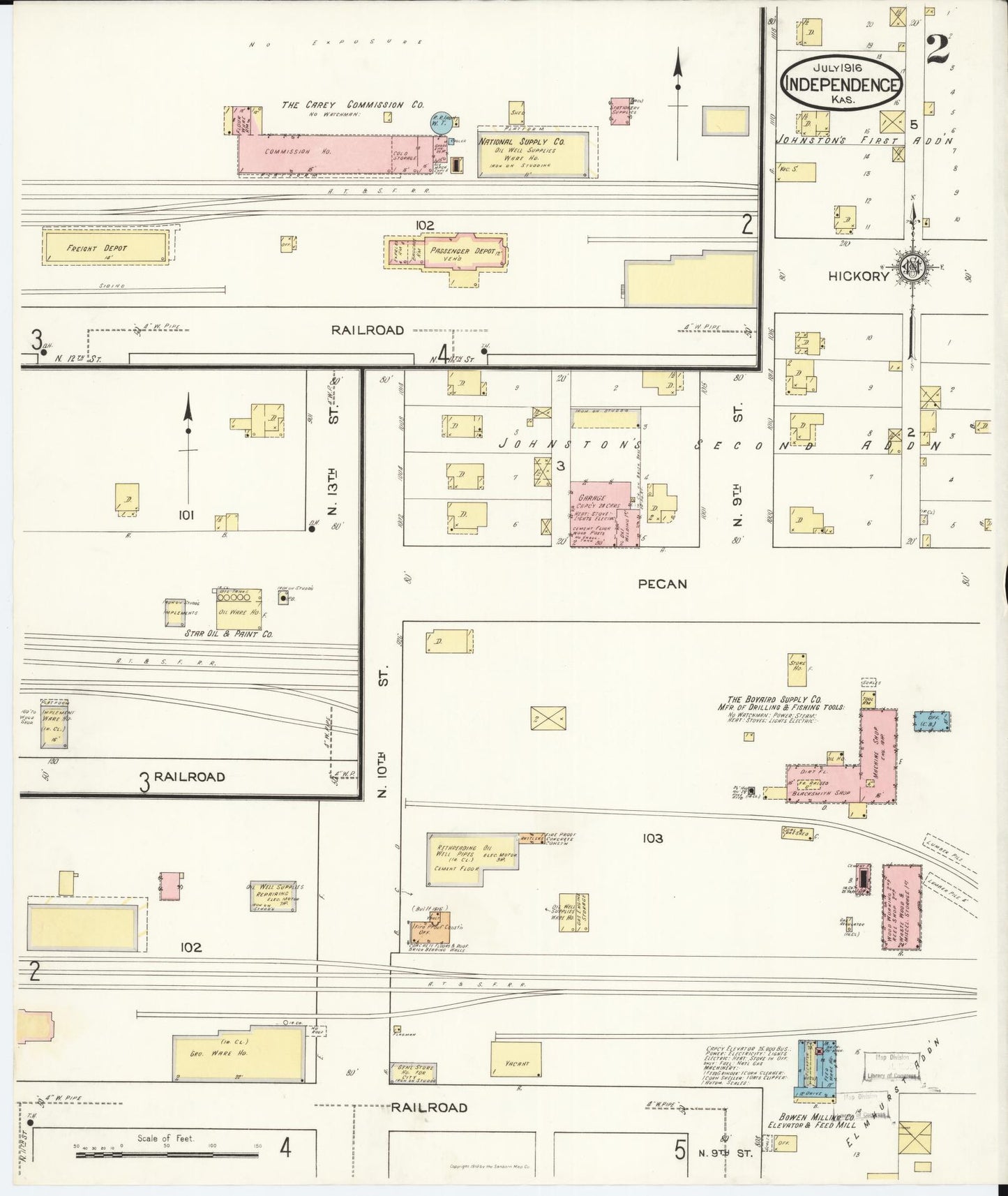 Sanborn Fire Insurance Map from Independence, Montgomery County, Kansas (1916), Sheet #0002 - Historic Sanborn Fire Insurance Map Print, vintage old map wall art, antique decor, genealogy gift, Kansas Kansas map