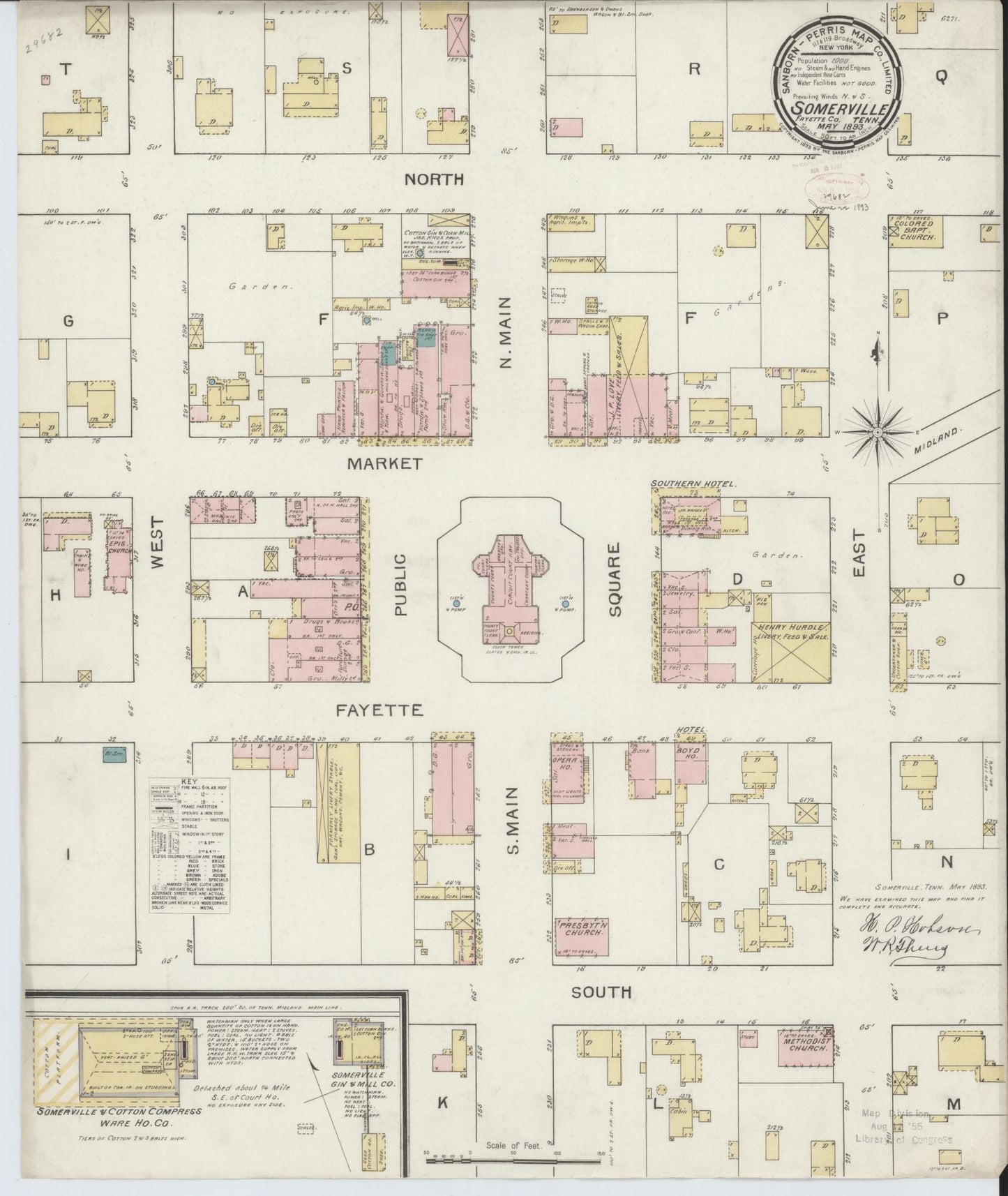 Sanborn Fire Insurance Map from Somerville, Fayette County, Tennessee. (1893) – Historic Sanborn Fire Insurance Map Print