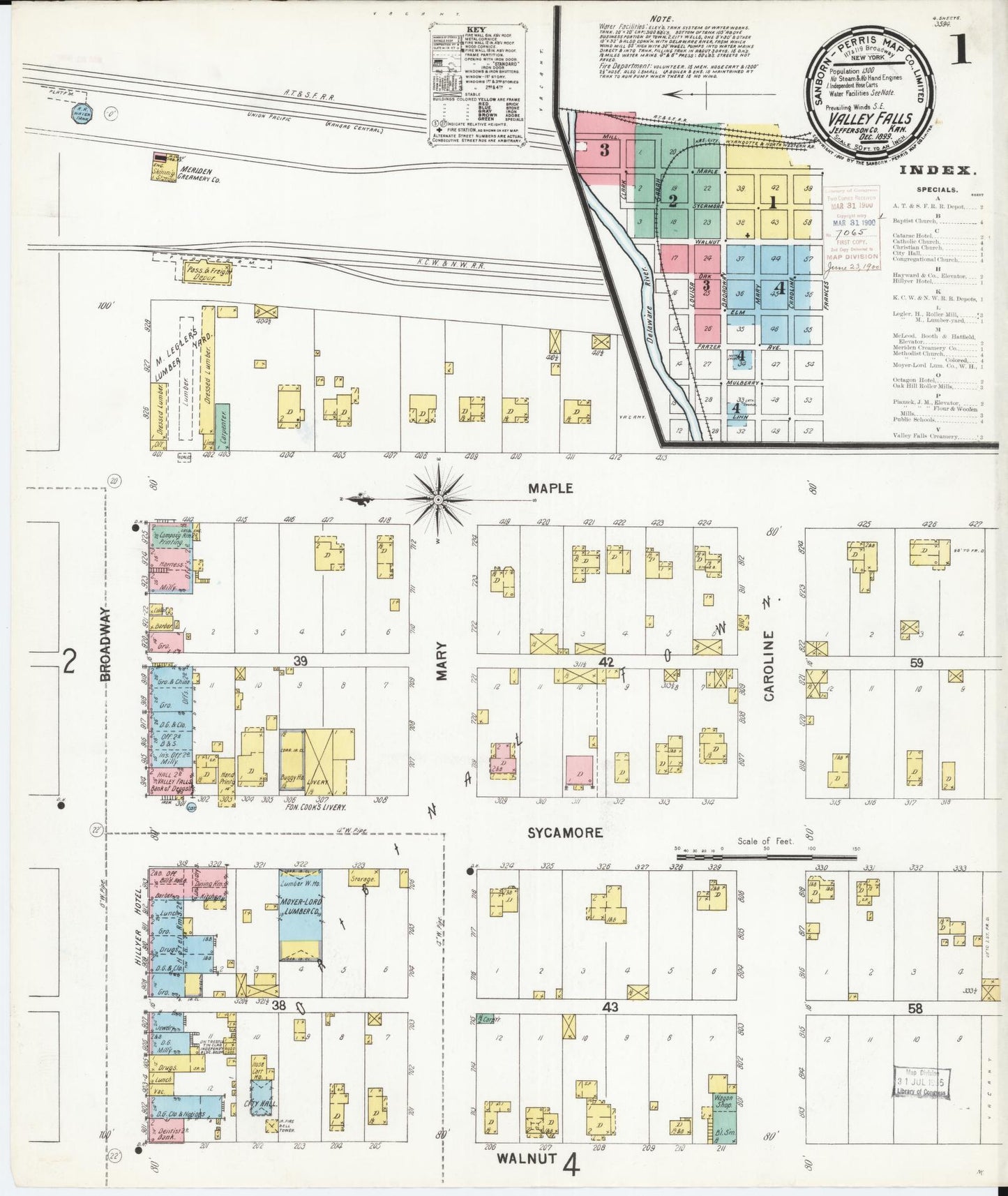 Sanborn Fire Insurance Map from Valley Falls, Jefferson County, Kansas. (1899) – Historic Sanborn Fire Insurance Map Print