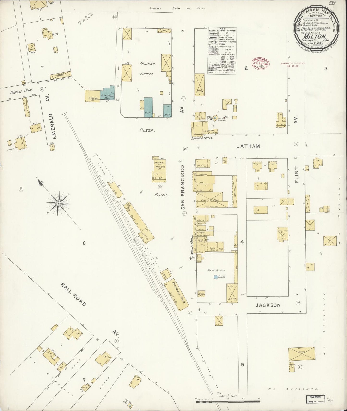 Sanborn Fire Insurance Map from Milton, Calaveras County, California (1895), Sheet #0001 - Historic Sanborn Fire Insurance Map Print, vintage old map wall art, antique decor, genealogy gift, California California map