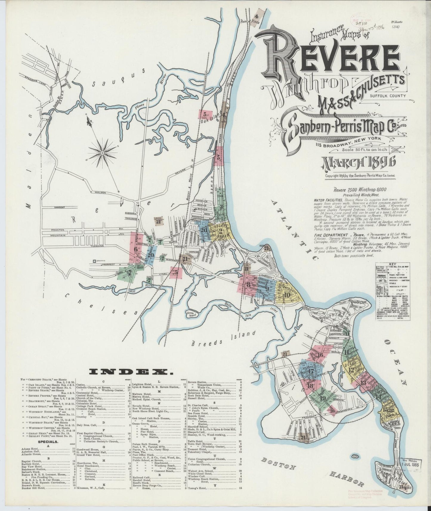 Sanborn Fire Insurance Map from Revere, Suffolk County, Massachusetts. (1896) – Historic Sanborn Fire Insurance Map Print