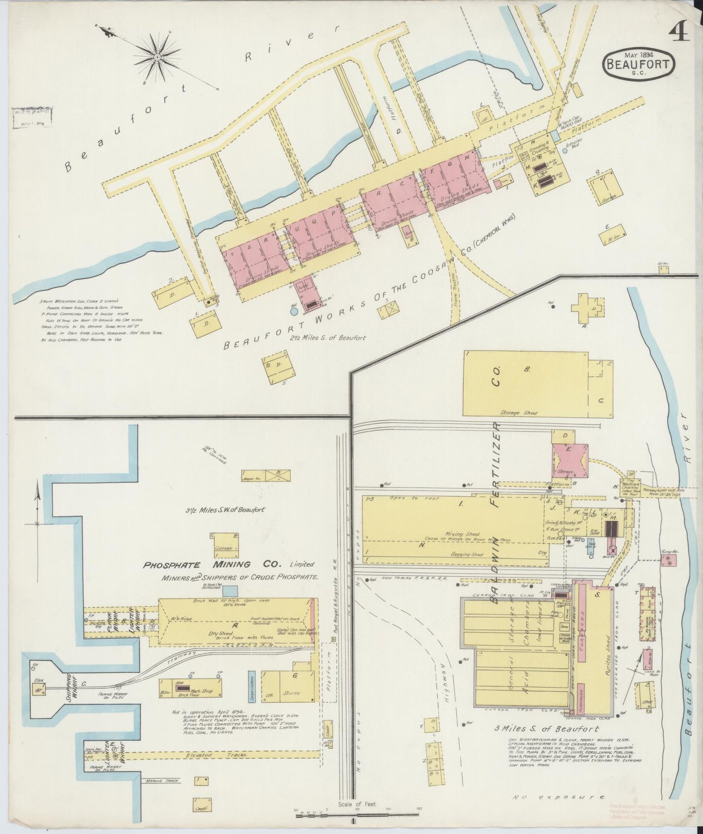 Sanborn Fire Insurance Map from Beaufort, Beaufort County, South Carolina (1894), Sheet #0004 - Complete Map Set gallery image, historic Sanborn map, vintage wall art, South Carolina South Carolina