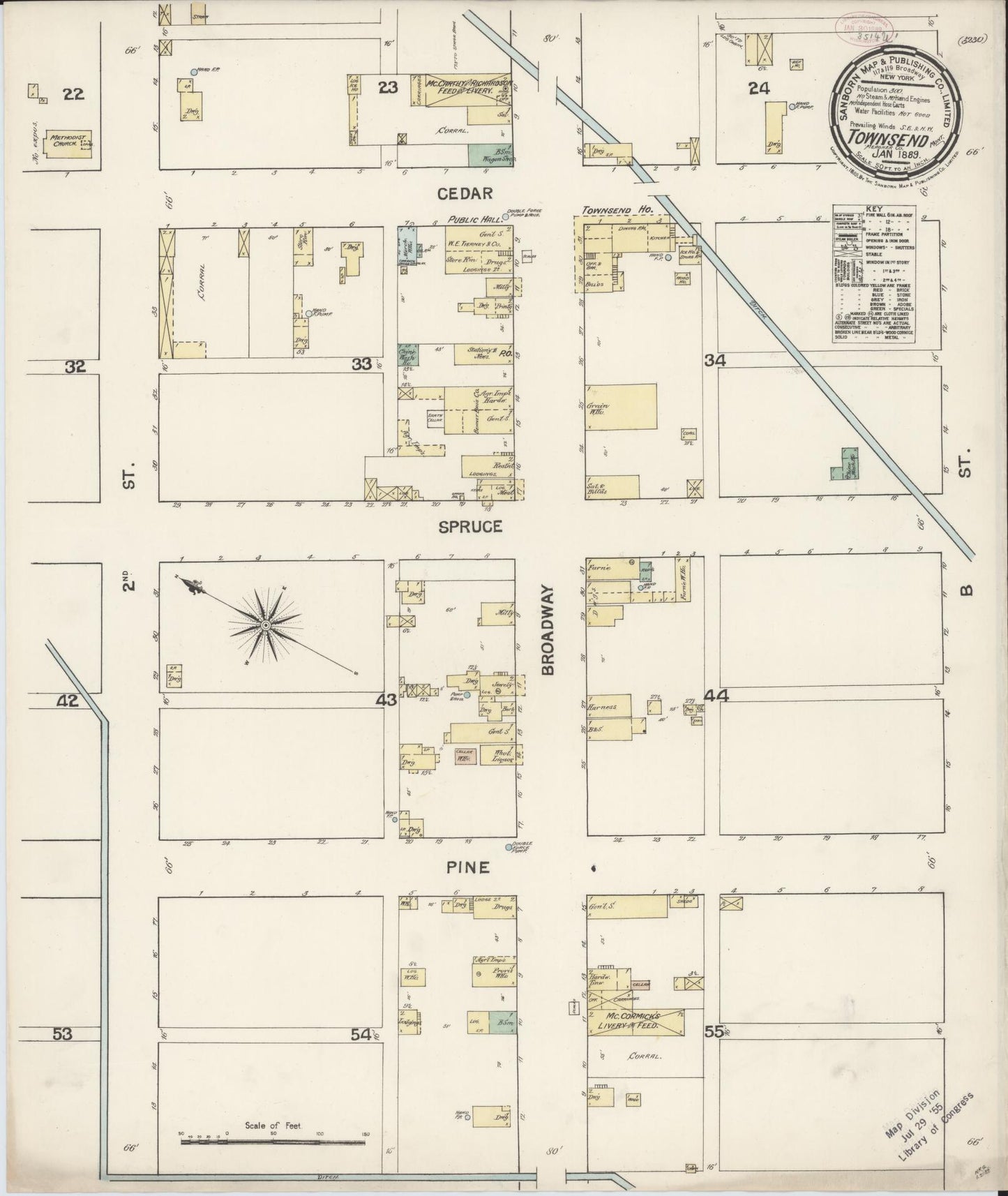 Sanborn Fire Insurance Map from Townsend, Broadwater County, Montana (1889), Sheet #0001 - Historic Sanborn Fire Insurance Map Print, vintage old map wall art, antique decor, genealogy gift, Montana Montana map