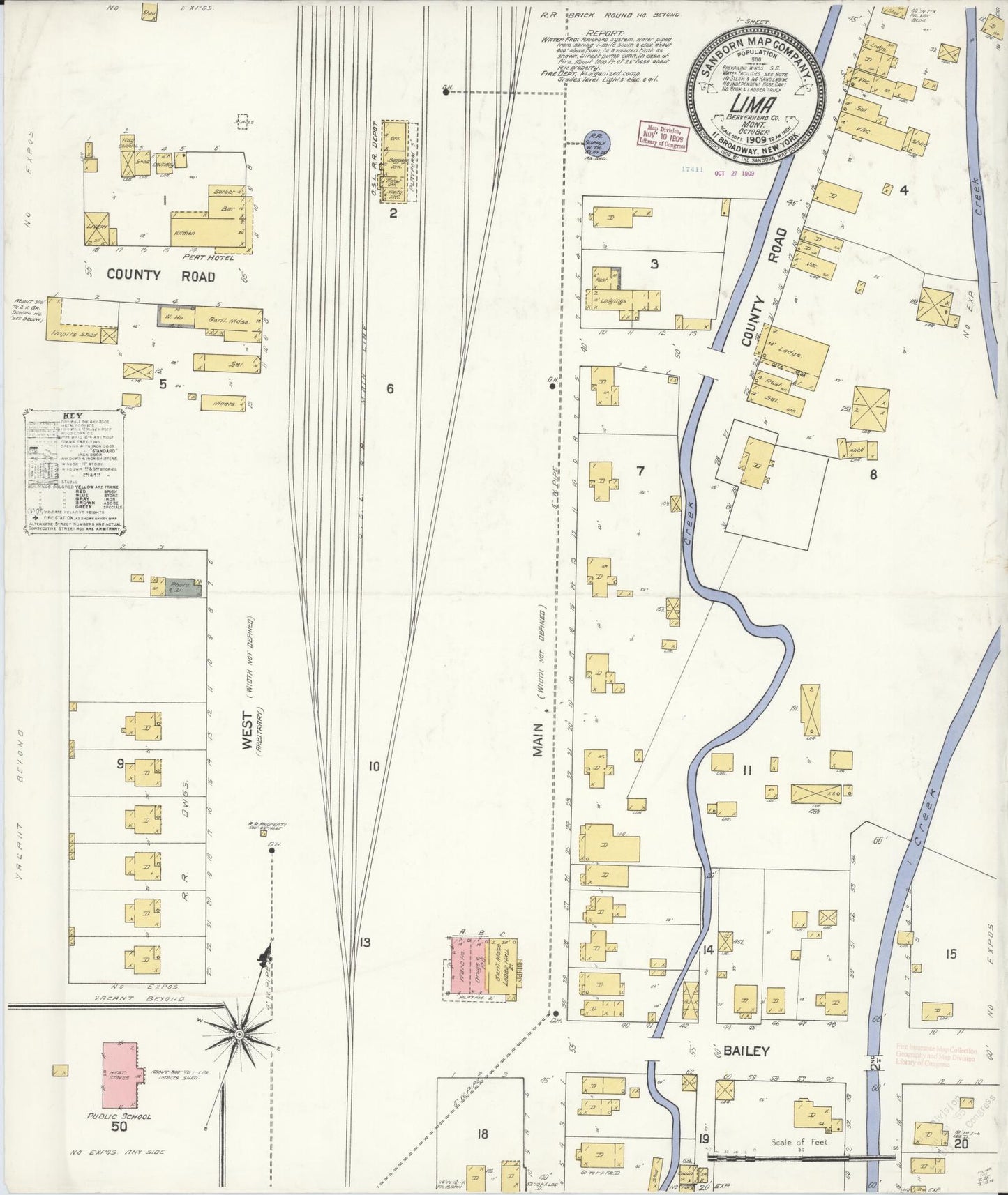 Sanborn Fire Insurance Map from Lima, Beaverhead County, Montana (1909), Sheet #0001 - Historic Sanborn Fire Insurance Map Print, vintage old map wall art, antique decor, genealogy gift, Montana Montana map