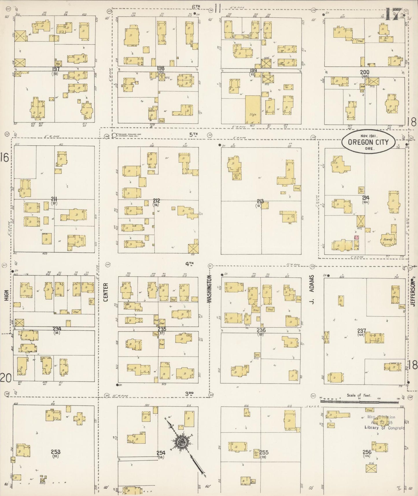 Sanborn Fire Insurance Map from Oregon City, Clackamas County, Oregon (1911), Sheet #0017 - Historic Sanborn Fire Insurance Map Print, vintage old map wall art, antique decor, genealogy gift, Oregon Oregon map