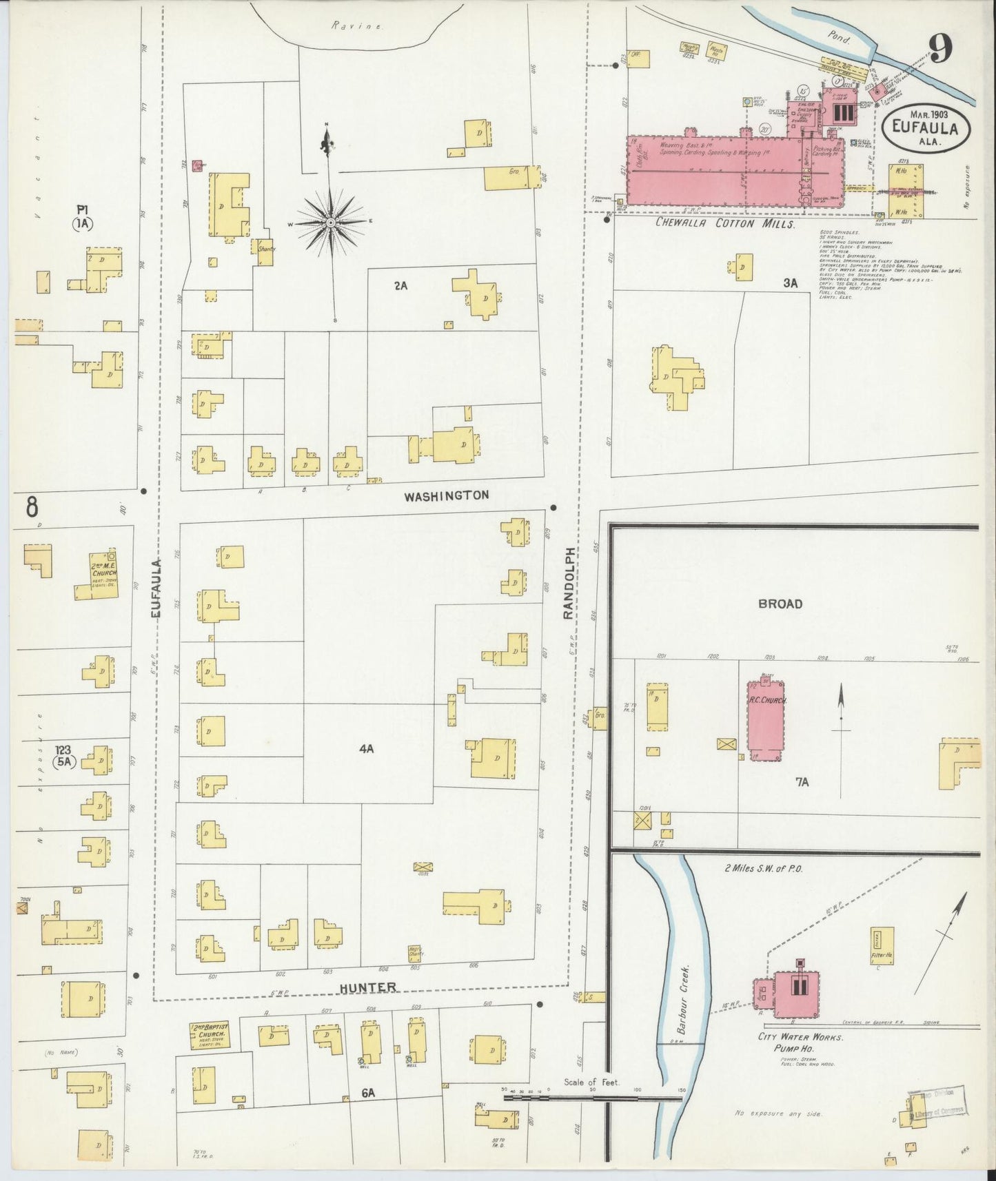 Sanborn Fire Insurance Map from Eufaula, Barbour County, Alabama (1903), Sheet #0009 - Historic Sanborn Fire Insurance Map Print, vintage old map wall art, antique decor, genealogy gift, Alabama Alabama map