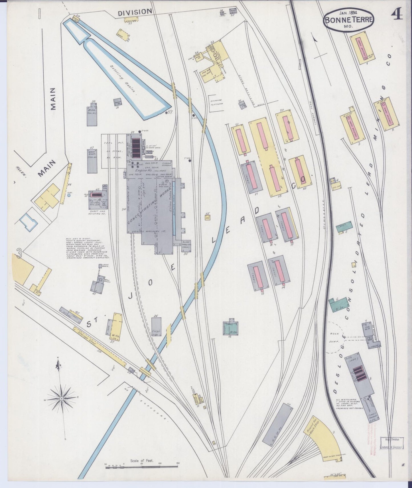 Sanborn Fire Insurance Map from Bonne Terre, Saint Francois County, Missouri (1894), Sheet #0004 - Complete Map Set gallery image, historic Sanborn map, vintage wall art, Missouri Missouri