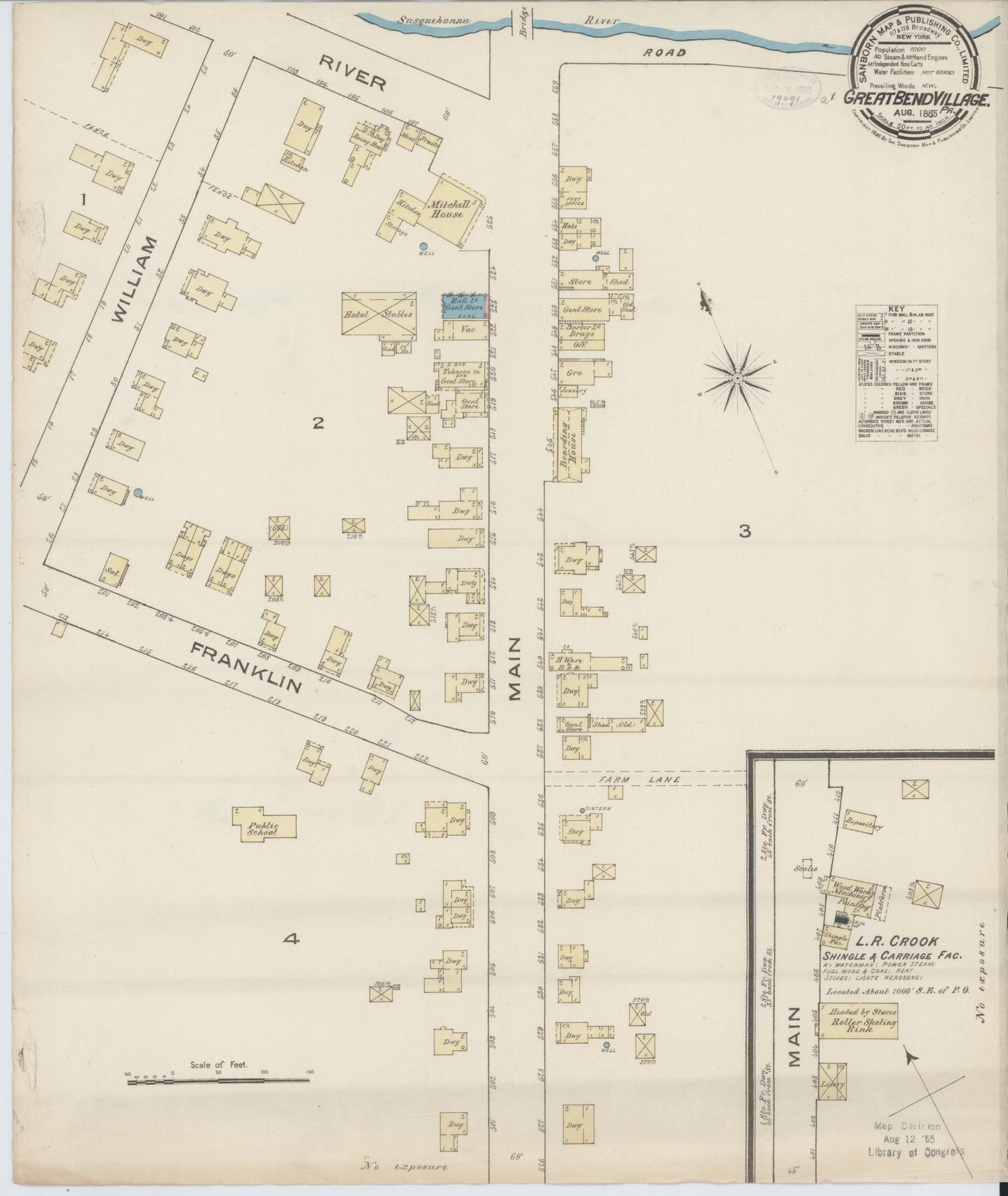 Sanborn Fire Insurance Map from Great Bend Village, Susquehanna County, Pennsylvania. (1885) – Historic Sanborn Fire Insurance Map Print