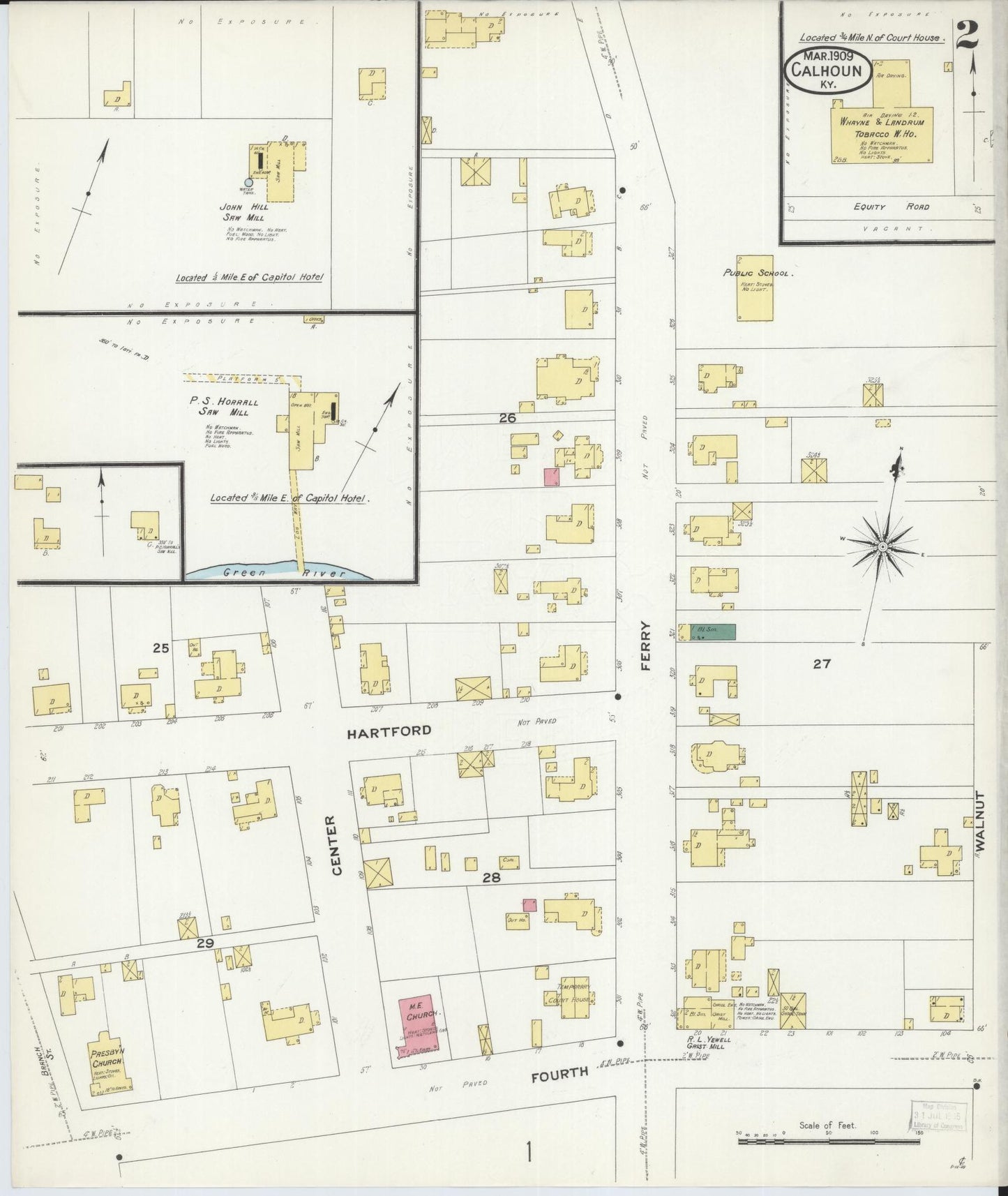 Sanborn Fire Insurance Map from Calhoun, Mclean County, Kentucky (1909), Sheet #0002 - Complete Map Set gallery image, historic Sanborn map, vintage wall art, Kentucky Kentucky