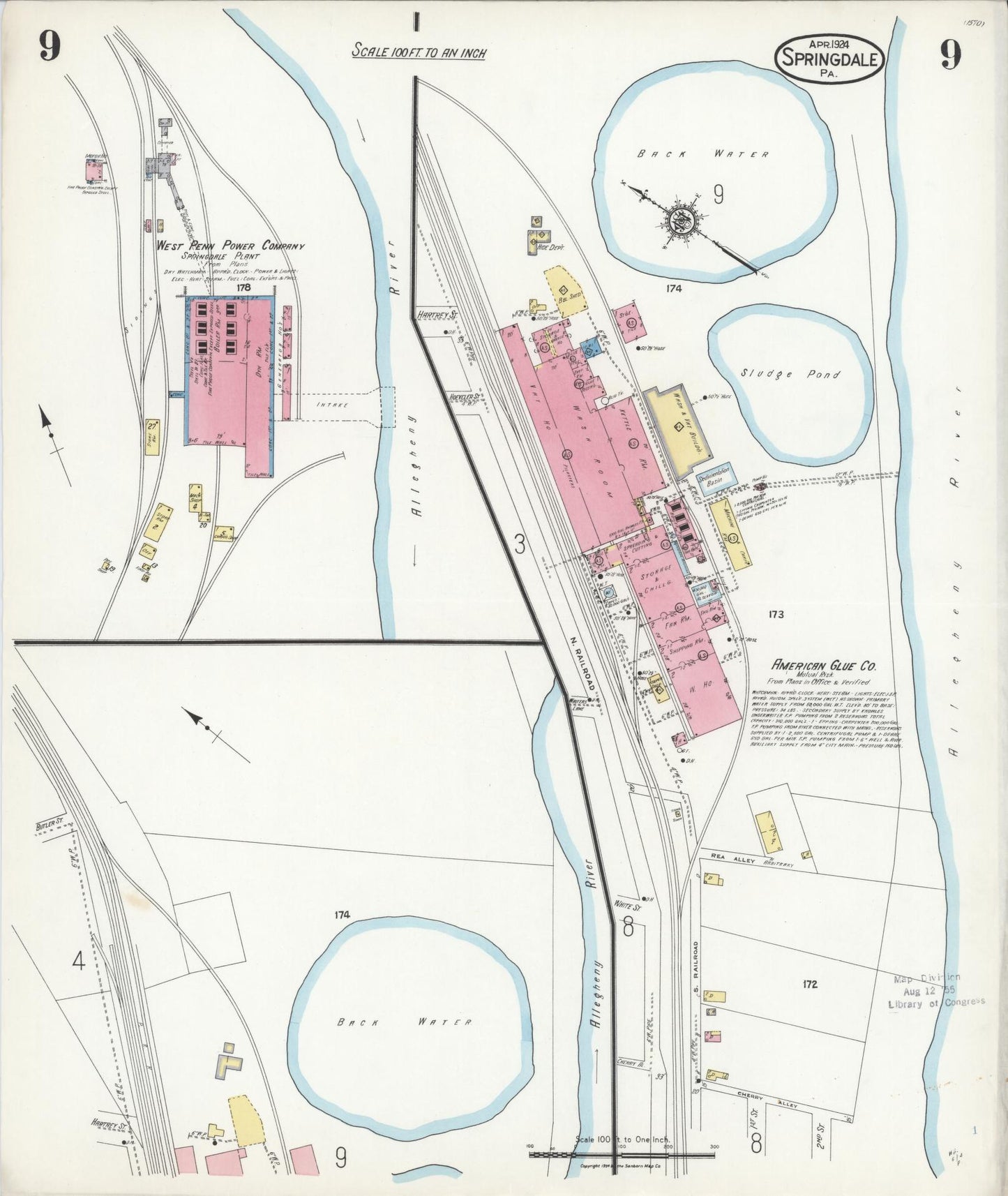 Sanborn Fire Insurance Map from Springdale, Allegheny County, Pennsylvania (1924), Sheet #0009 - Complete Map Set gallery image, historic Sanborn map, vintage wall art, Pennsylvania Pennsylvania