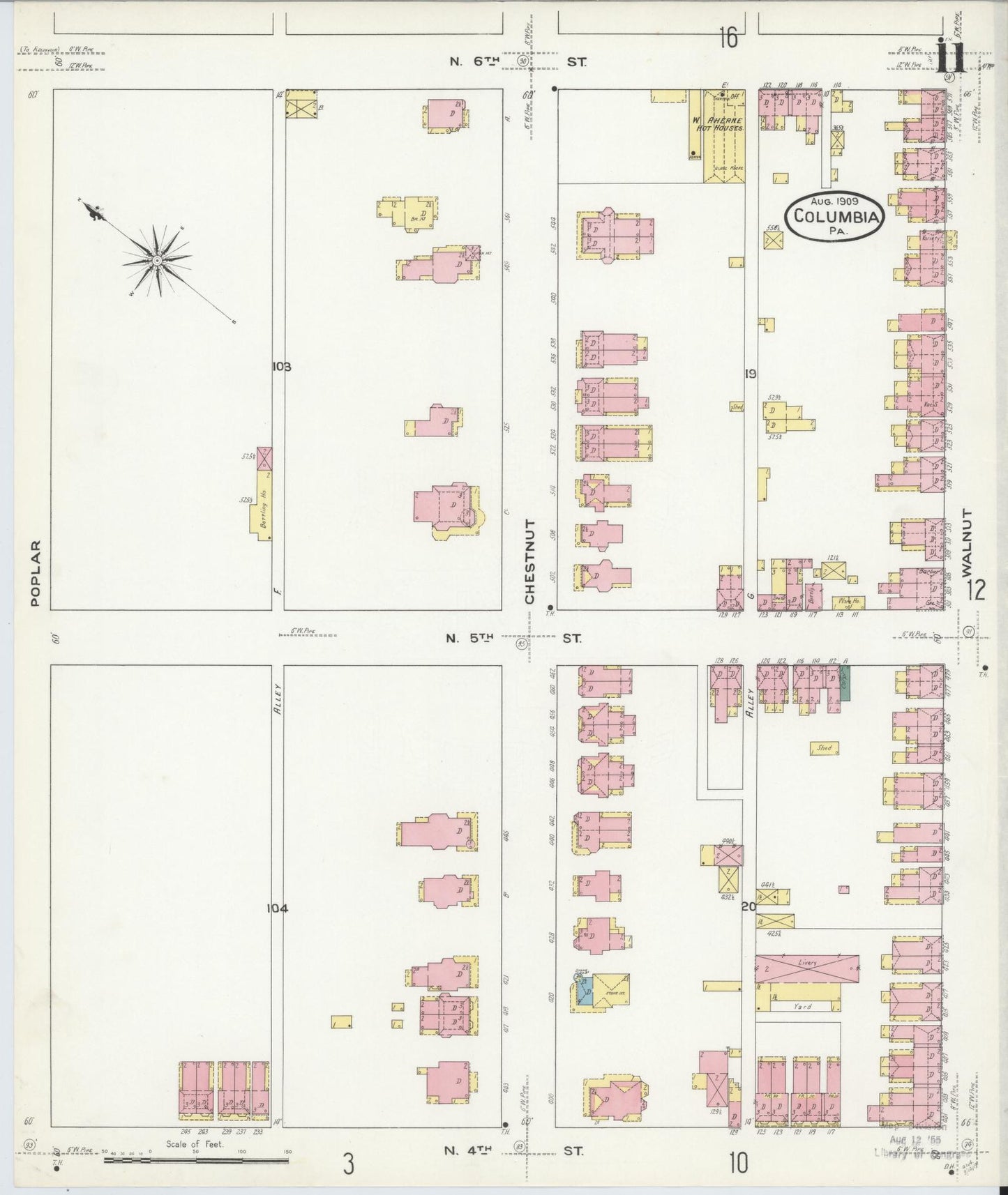 Sanborn Fire Insurance Map from Columbia, Lancaster County, Pennsylvania (1909), Sheet #0011 - Historic Sanborn Fire Insurance Map Print, vintage old map wall art, antique decor, genealogy gift, Pennsylvania Pennsylvania map