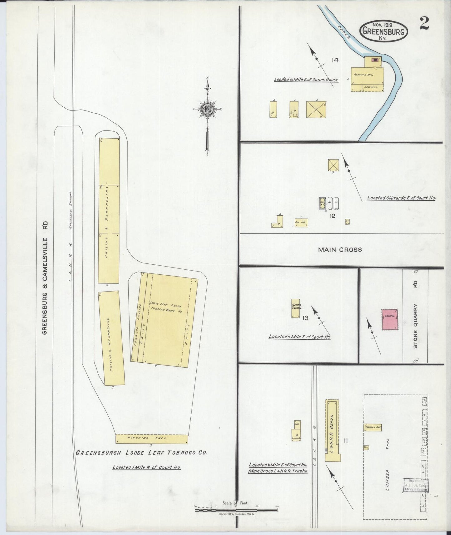 Sanborn Fire Insurance Map from Greensburg, Green County, Kentucky (1919), Sheet #0002 - Complete Map Set gallery image, historic Sanborn map, vintage wall art, Kentucky Kentucky