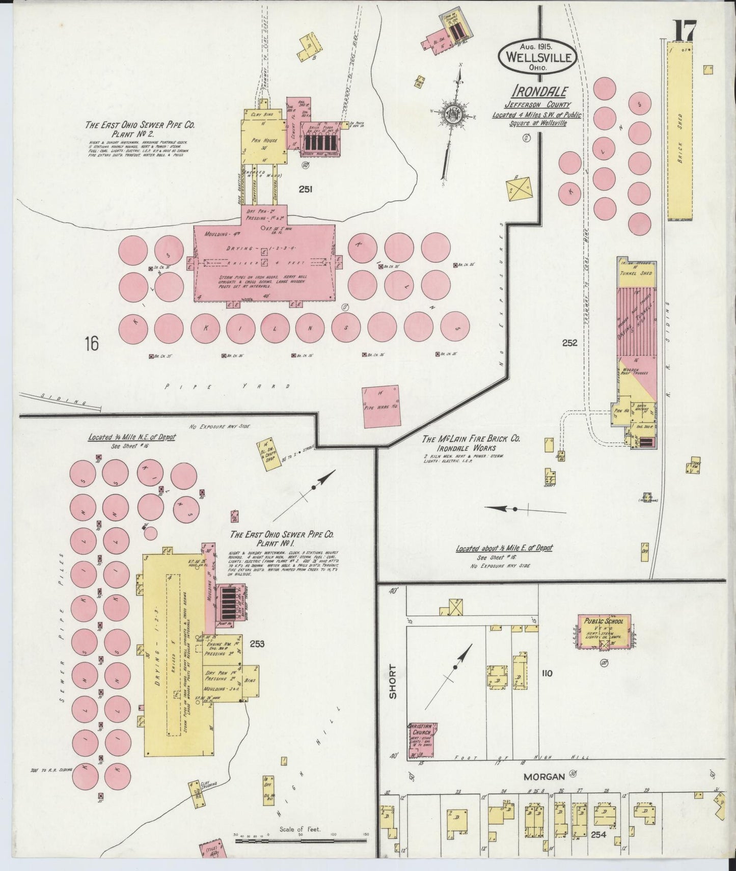 Sanborn Fire Insurance Map from Wellsville, Columbiana County, Ohio (1915), Sheet #0017 - Complete Map Set gallery image, historic Sanborn map, vintage wall art, Ohio Ohio