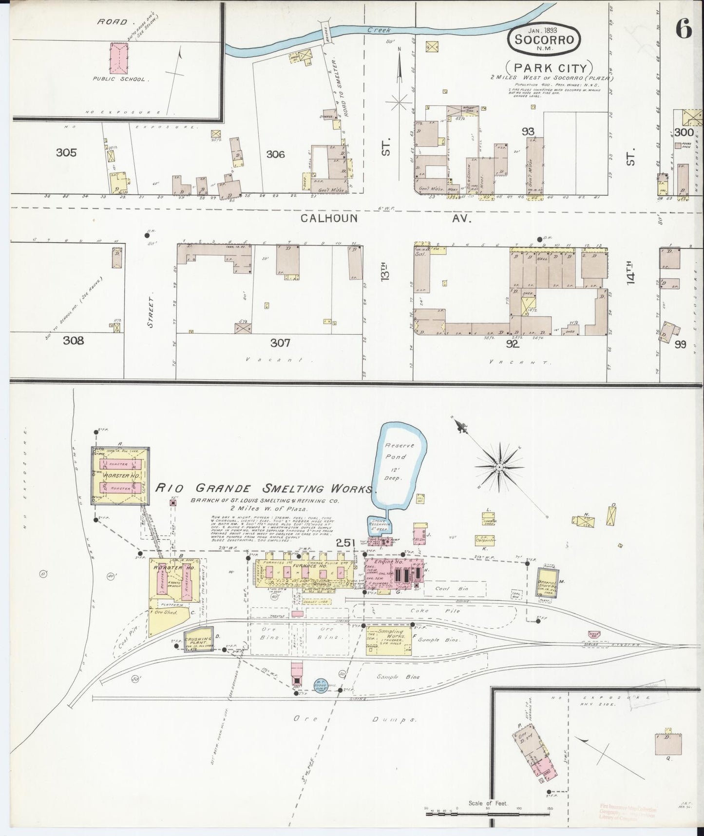 Sanborn Fire Insurance Map from Socorro, Socorro County, New Mexico (1893), Sheet #0006 - Complete Map Set gallery image, historic Sanborn map, vintage wall art, New Mexico New Mexico