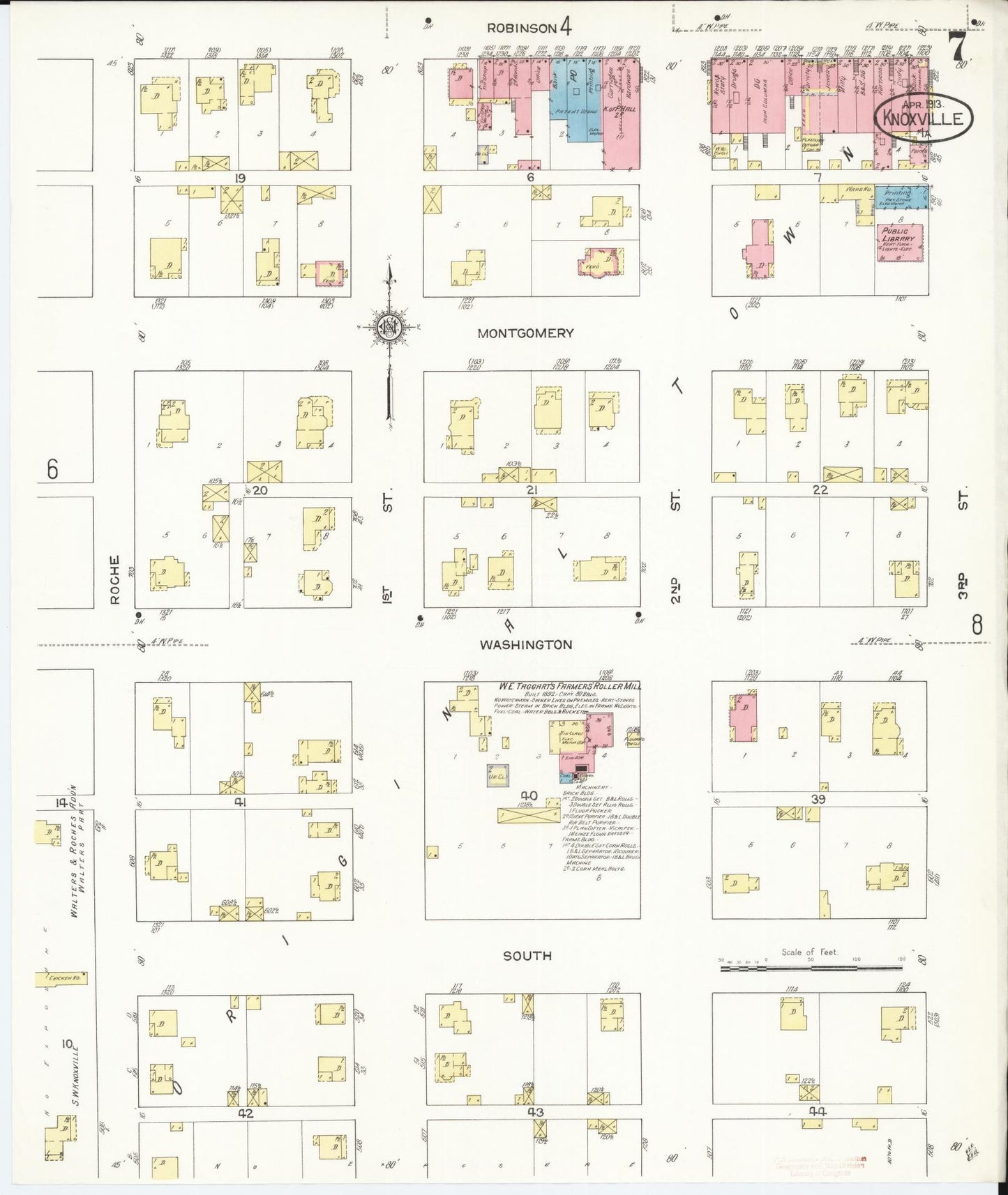 Sanborn Fire Insurance Map from Knoxville, Marion County, Iowa (1913), Sheet #0007 - Historic Sanborn Fire Insurance Map Print, vintage old map wall art