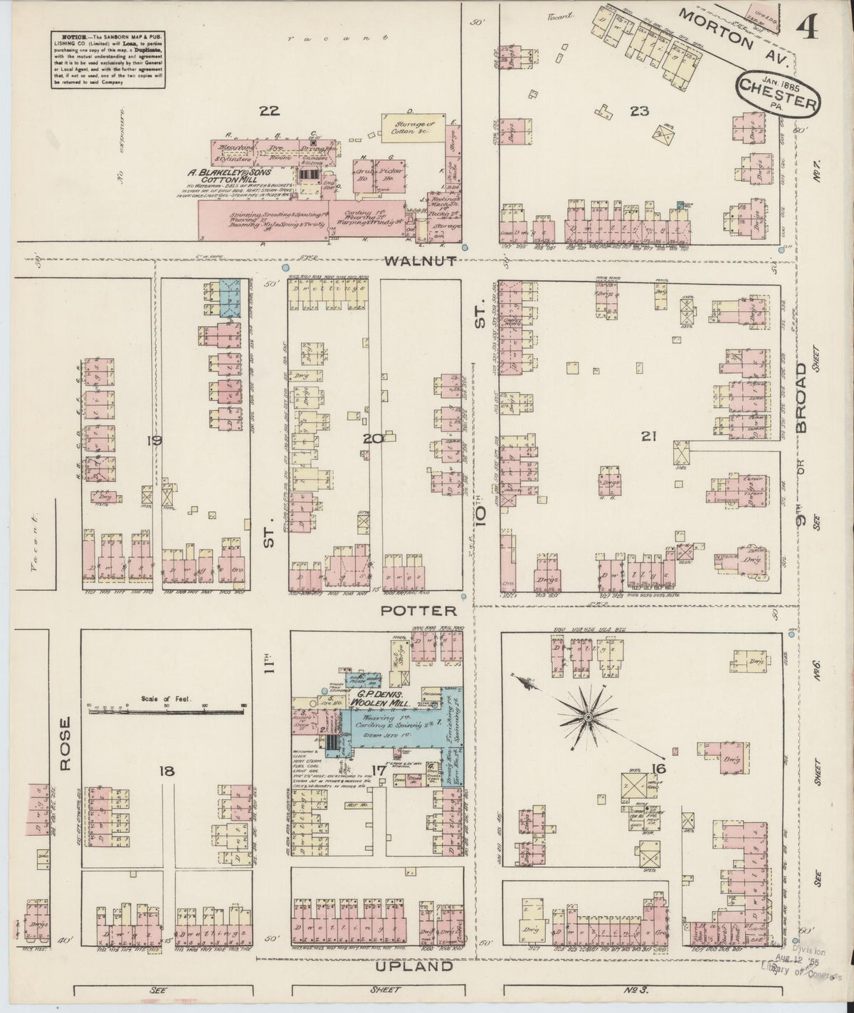 Sanborn Fire Insurance Map from Chester, Delaware County, Pennsylvania (1885), Sheet #0004 - Historic Sanborn Fire Insurance Map Print, vintage old map wall art, antique decor, genealogy gift, Chester Delaware map