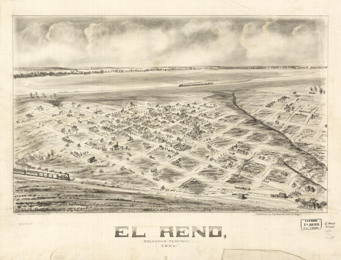 El Reno, Oklahoma Territory 1891. (1891) – Historic Bird’s-Eye View Panorama Print