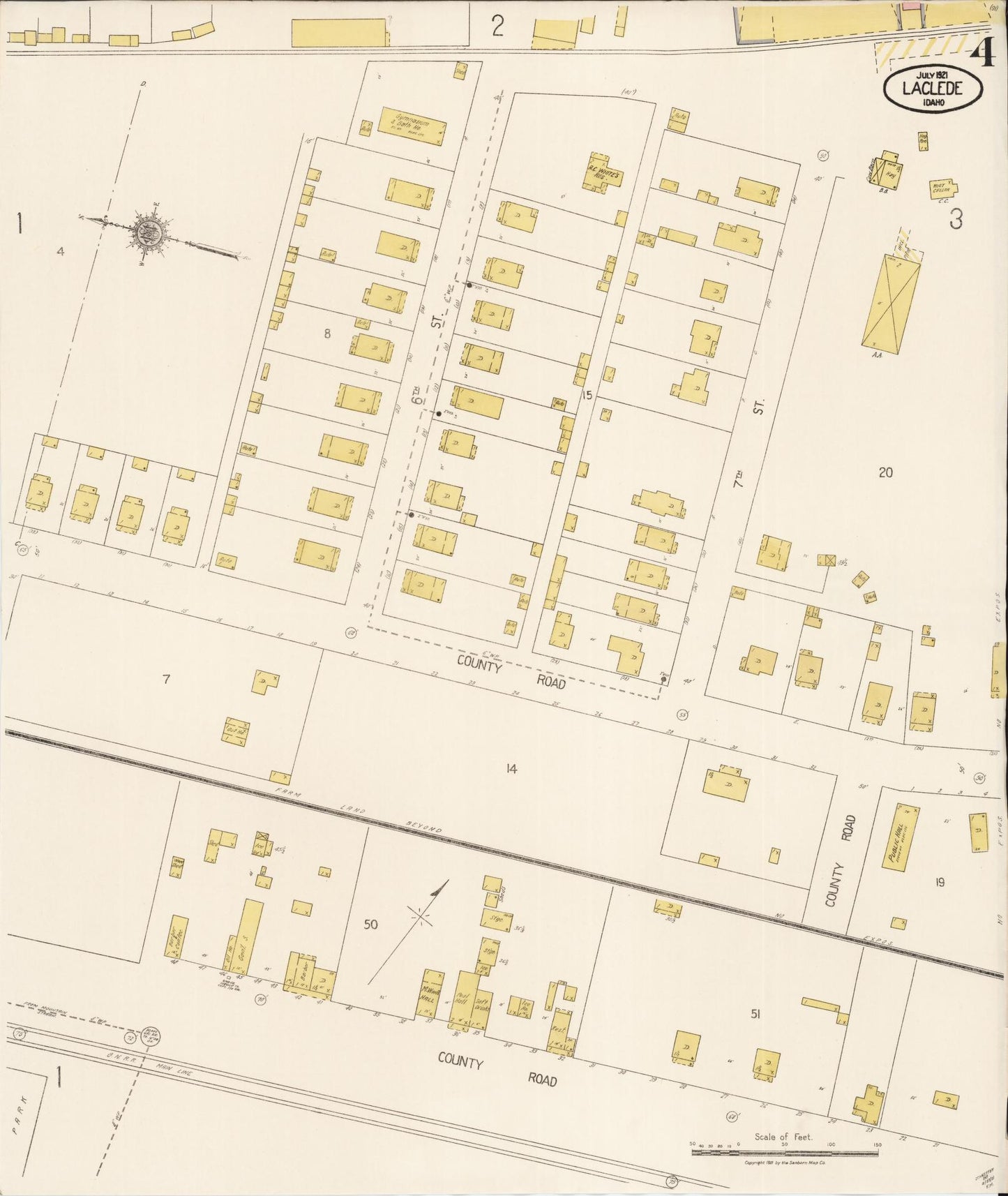 Sanborn Fire Insurance Map from Laclede, Bonner County, Idaho (1921), Sheet #0004 - Complete Map Set gallery image, historic Sanborn map, vintage wall art, Idaho Idaho