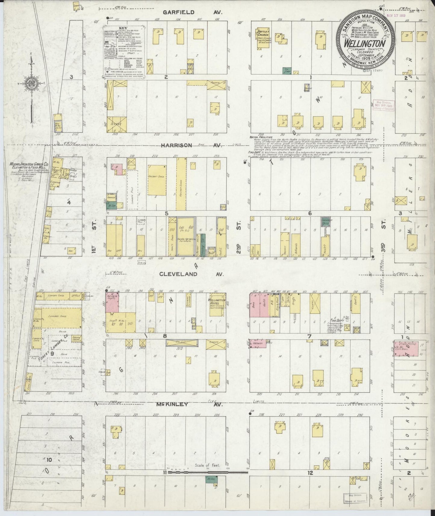 Sanborn Fire Insurance Map from Wellington, Larimer County, Colorado. (1909) – Historic Sanborn Fire Insurance Map Print