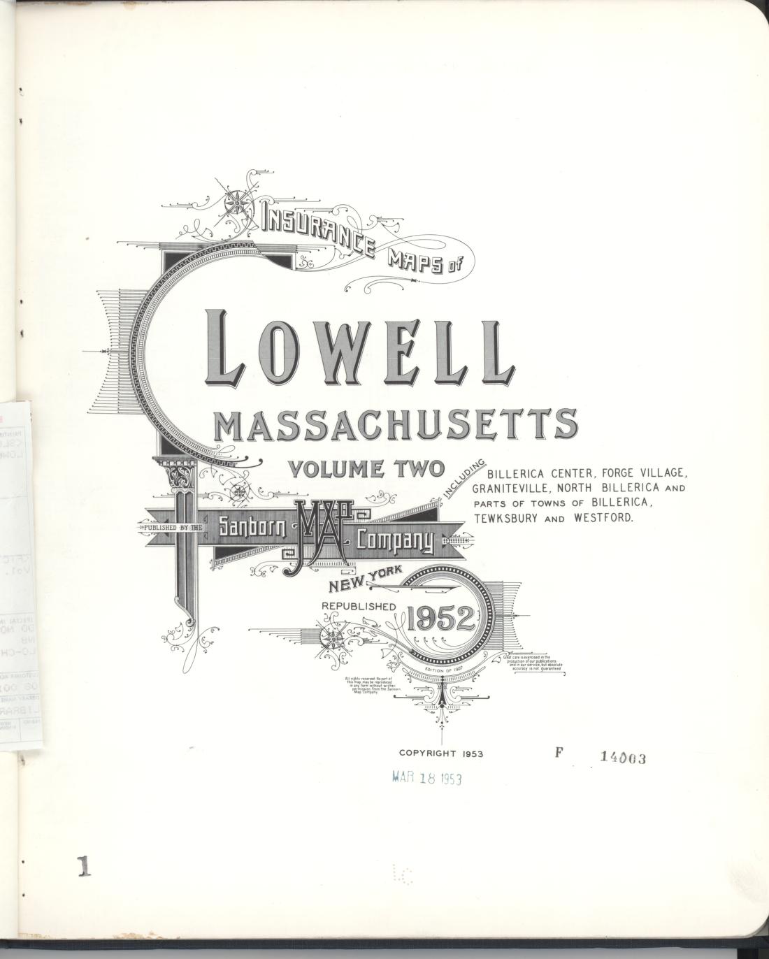 Sanborn Fire Insurance Map from Lowell, Middlesex County, Massachusetts (1952), Sheet #0001 - Complete Map Set gallery image, historic Sanborn map, vintage wall art, Massachusetts Massachusetts