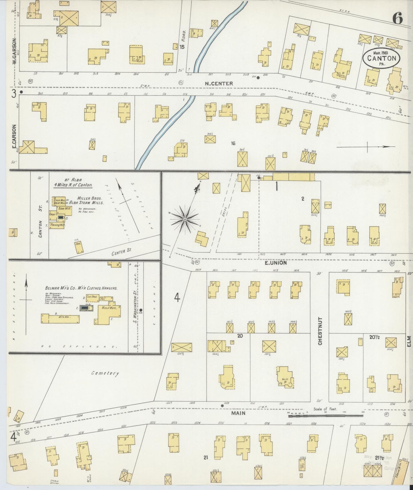 Sanborn Fire Insurance Map from Canton, Bradford County, Pennsylvania (1903), Sheet #0006 - Historic Sanborn Fire Insurance Map Print, vintage old map wall art, antique decor, genealogy gift, Pennsylvania Pennsylvania map