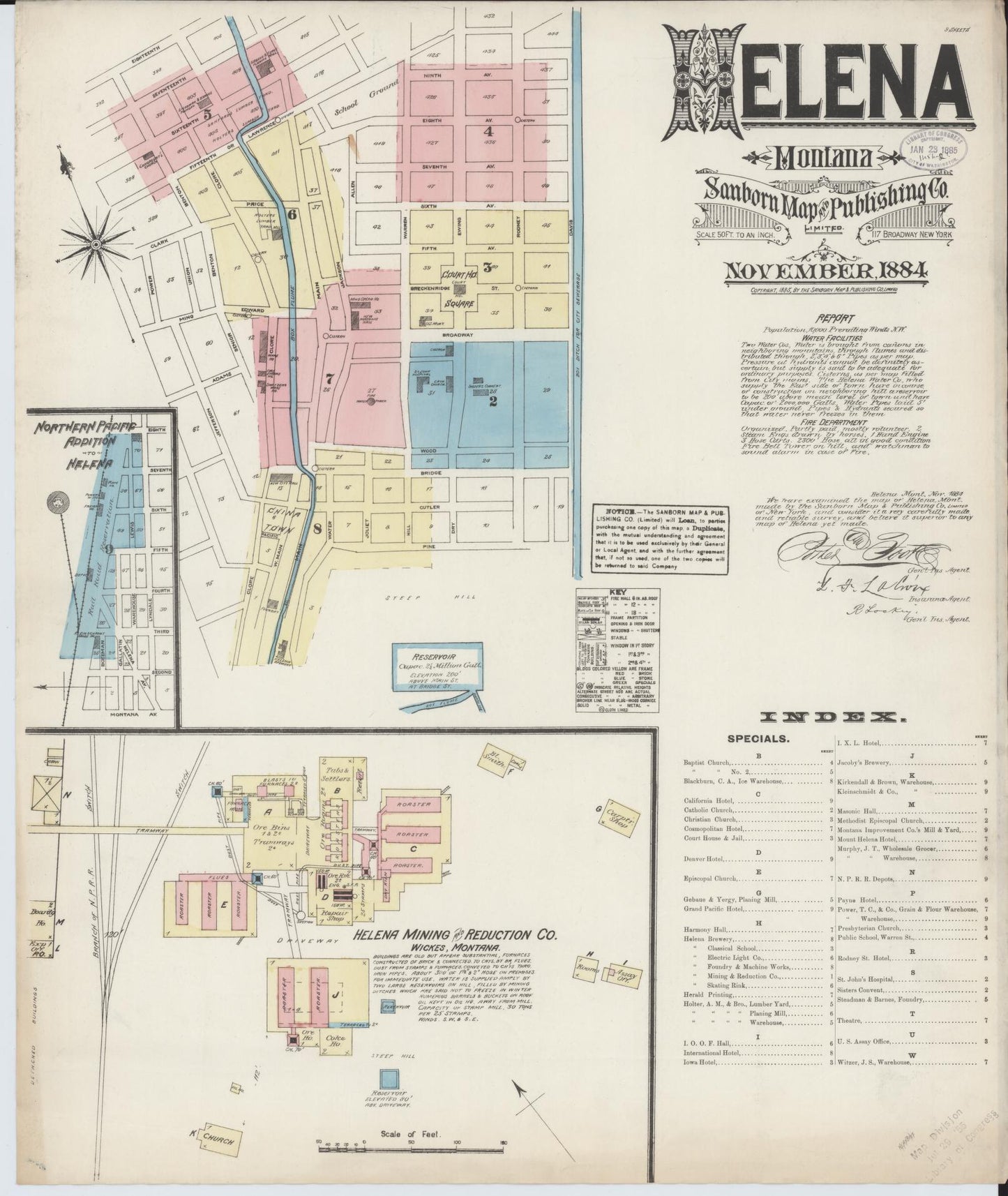 Sanborn Fire Insurance Map from Helena, Lewis and Clark County, Montana (1884), Sheet #0001 - Historic Sanborn Fire Insurance Map Print, vintage old map wall art, antique decor, genealogy gift, Montana Montana map