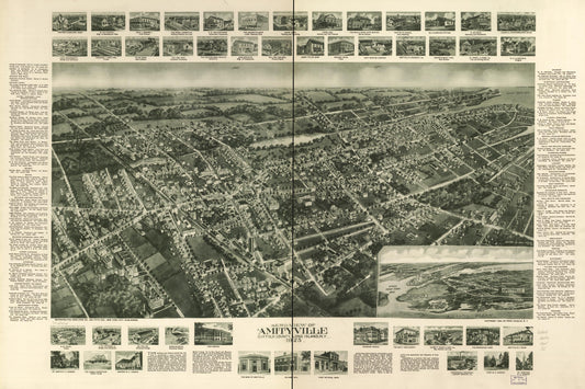 Aero-view of Amityville, Suffolk County, Long Island, N.Y. 1925. (1925) – Historic Bird’s-Eye View Panorama Print