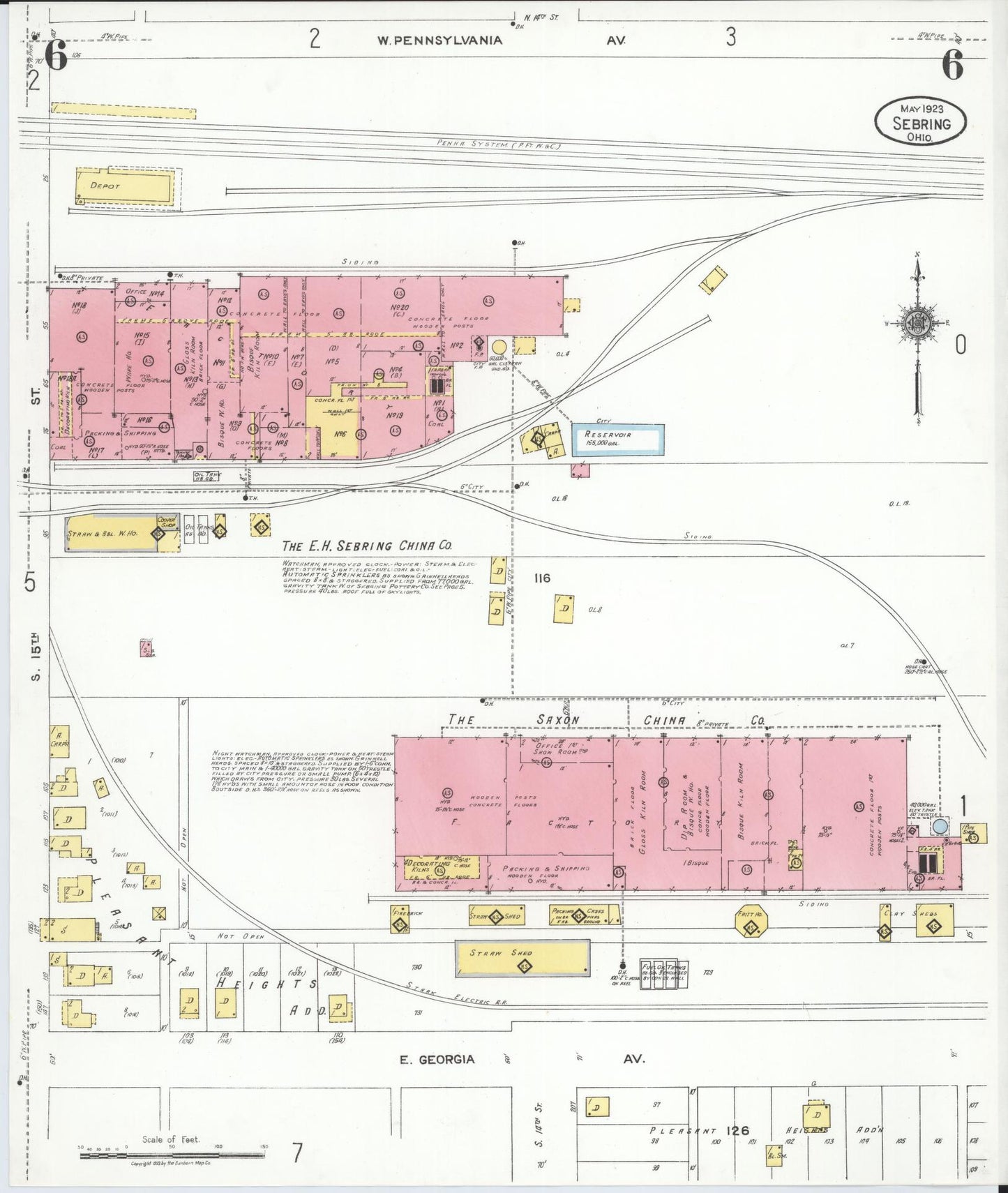 Sanborn Fire Insurance Map from Sebring, Mahoning County, Ohio (1923), Sheet #0006 - Complete Map Set gallery image, historic Sanborn map, vintage wall art, Ohio Ohio