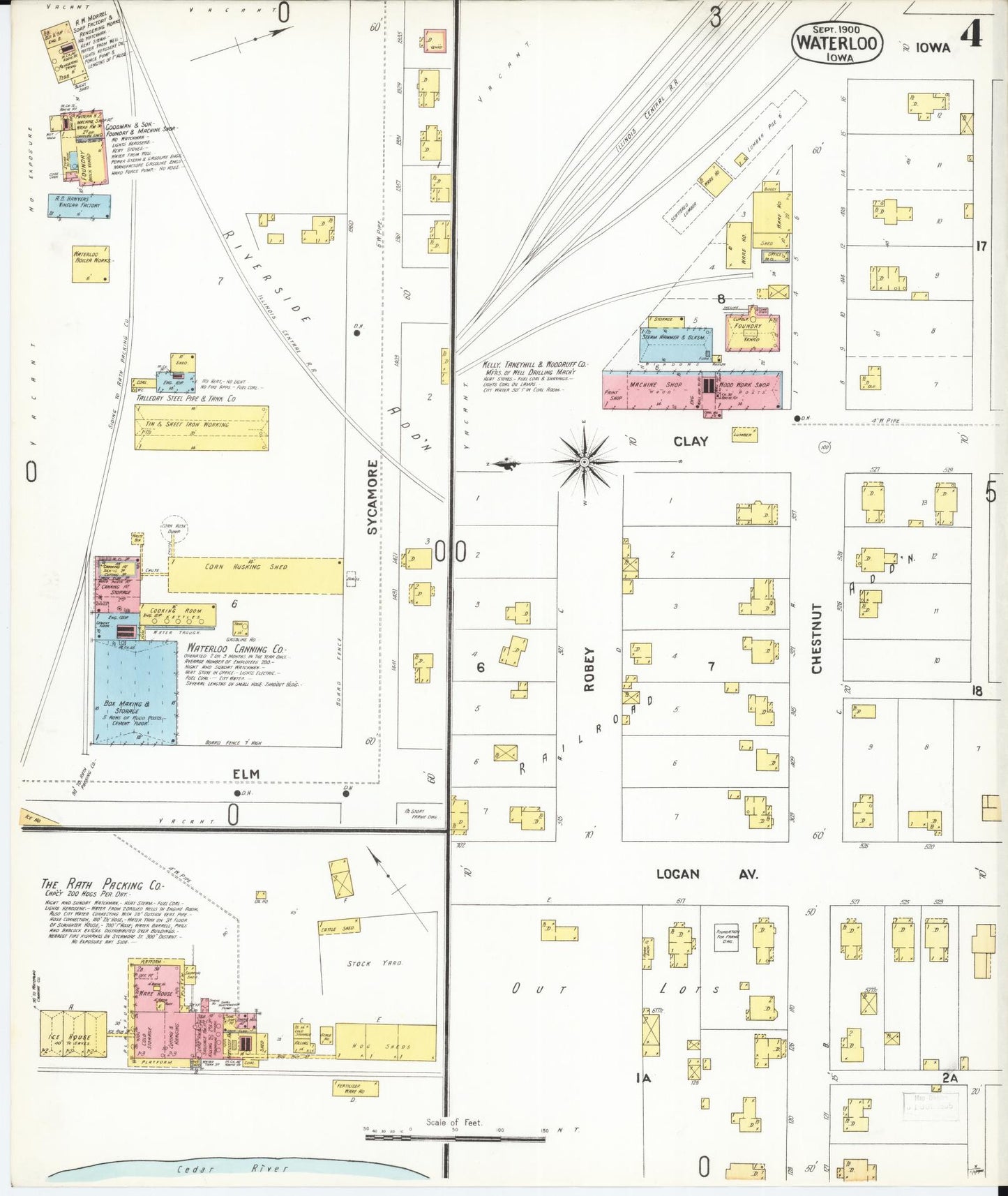 Sanborn Fire Insurance Map from Waterloo, Black Hawk County, Iowa (1900), Sheet #0004 - Historic Sanborn Fire Insurance Map Print