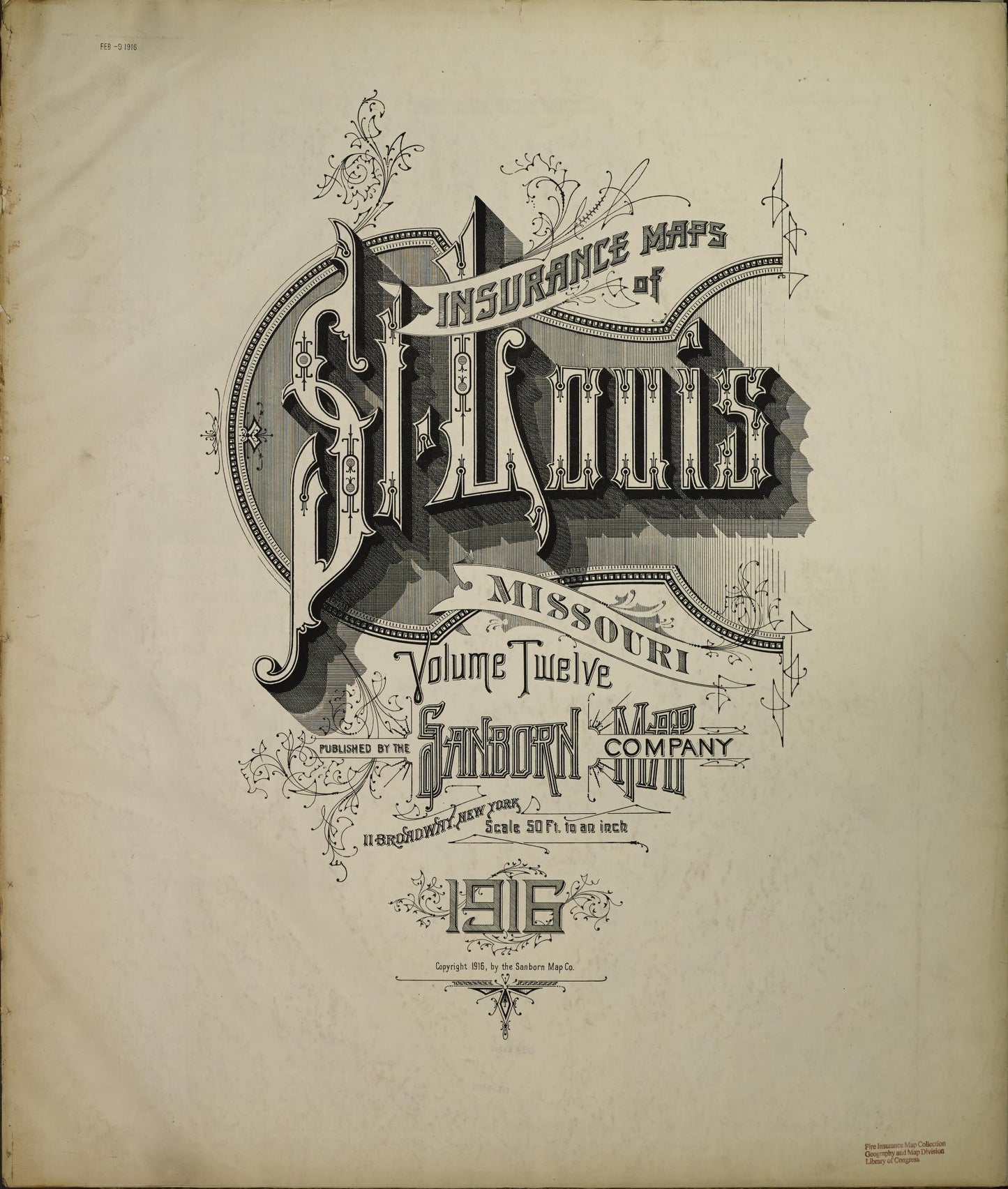 Sanborn Fire Insurance Map from Saint Louis, Independent City, Missouri (1916), Sheet #0001 - Historic Sanborn Fire Insurance Map Print, vintage old map wall art, antique decor, genealogy gift, Missouri Missouri map