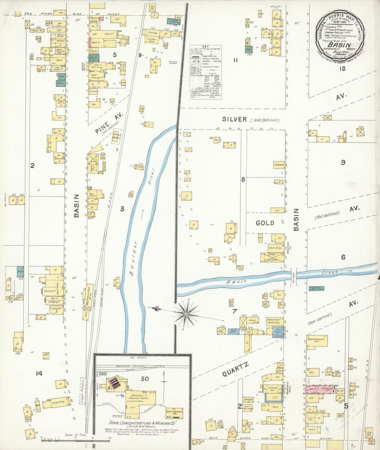 Sanborn Fire Insurance Map from Basin, Jefferson County, Montana (1896), Sheet #0001 - Historic Sanborn Fire Insurance Map Print, vintage old map wall art, antique decor, genealogy gift, Montana Montana map