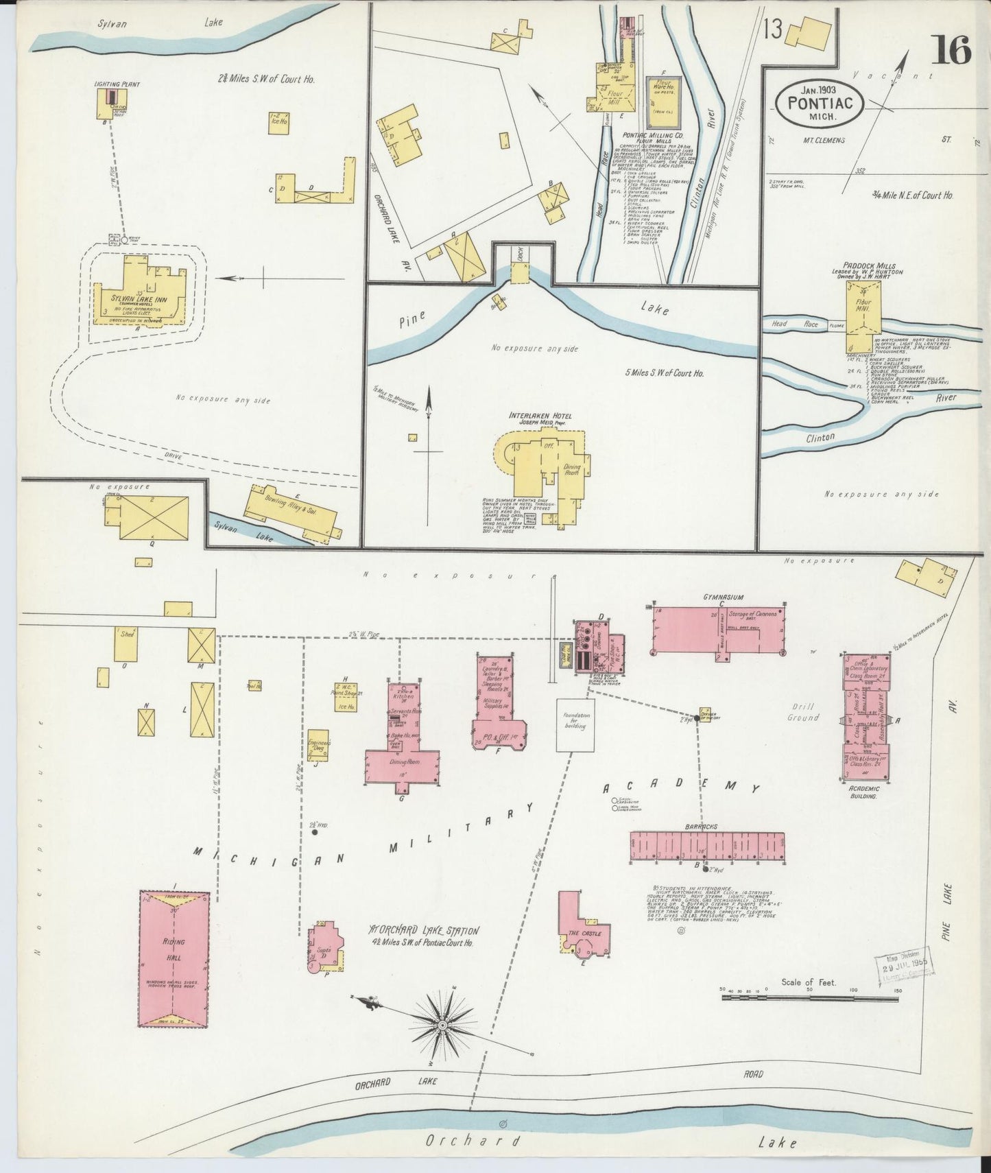 Sanborn Fire Insurance Map from Pontiac, Oakland County, Michigan (1903), Sheet #0016 - Complete Map Set gallery image, historic Sanborn map, vintage wall art, Michigan Michigan
