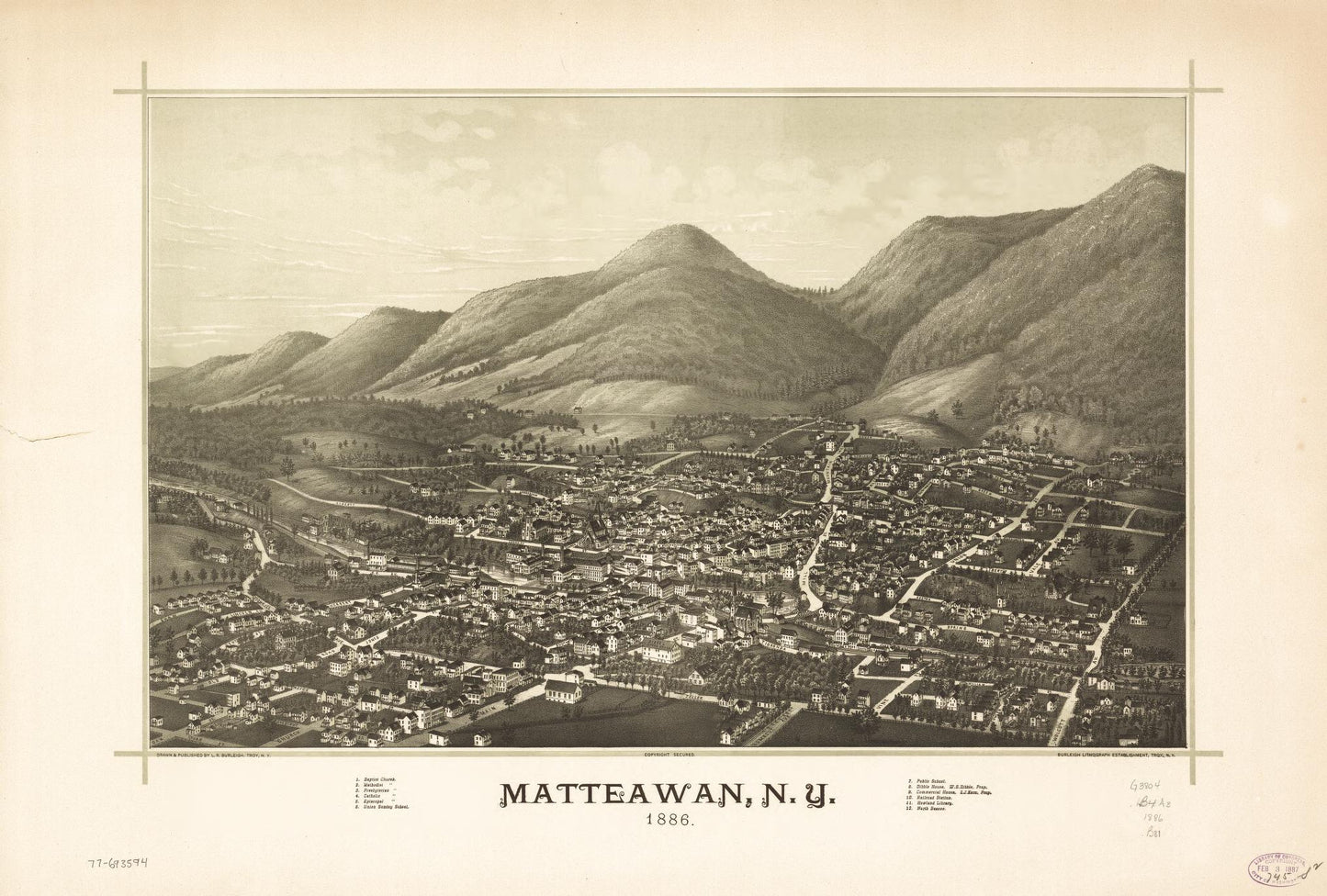 Matteawan, N.Y. (1886) – Historic Bird’s-Eye View Panorama Print