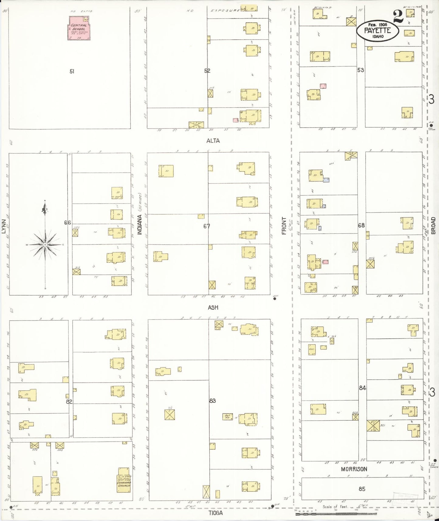 Sanborn Fire Insurance Map from Payette, Payette County, Idaho (1908), Sheet #0002 - Historic Sanborn Fire Insurance Map Print, vintage old map wall art, antique decor, genealogy gift, Idaho Idaho map