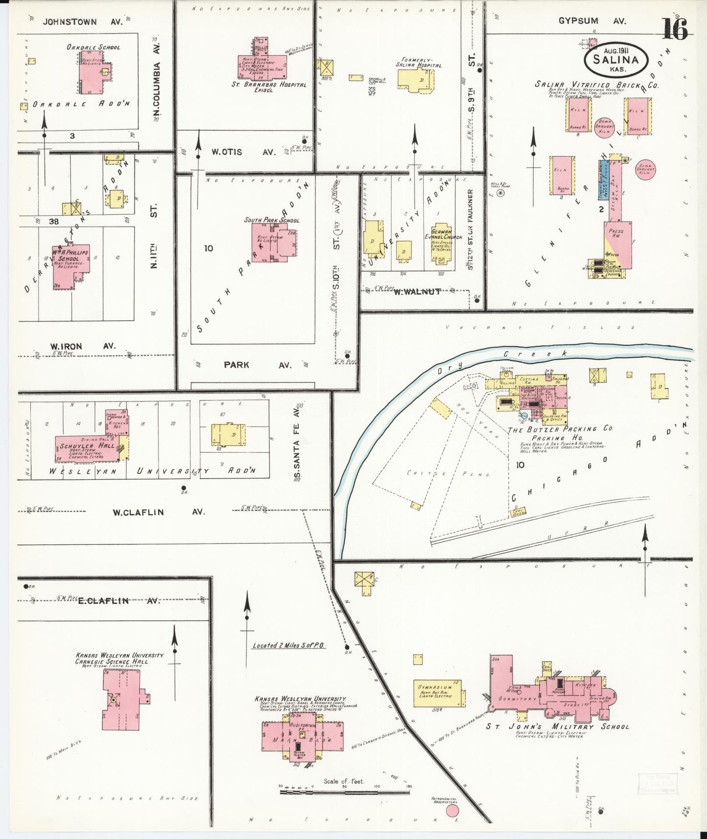 Sanborn Fire Insurance Map from Salina, Saline County, Kansas (1911), Sheet #0016 - Historic Sanborn Fire Insurance Map Print, vintage old map wall art, antique decor, genealogy gift, Kansas Kansas map
