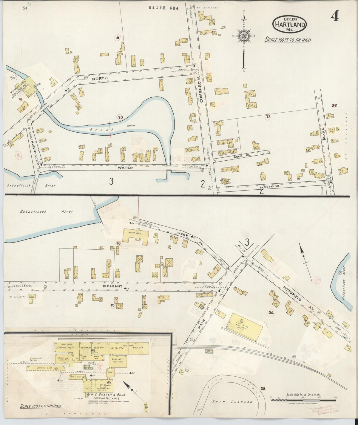 Sanborn Fire Insurance Map from Hartland, Somerset County, Maine (1945), Sheet #0004 - Complete Map Set gallery image, historic Sanborn map, vintage wall art, Maine Maine