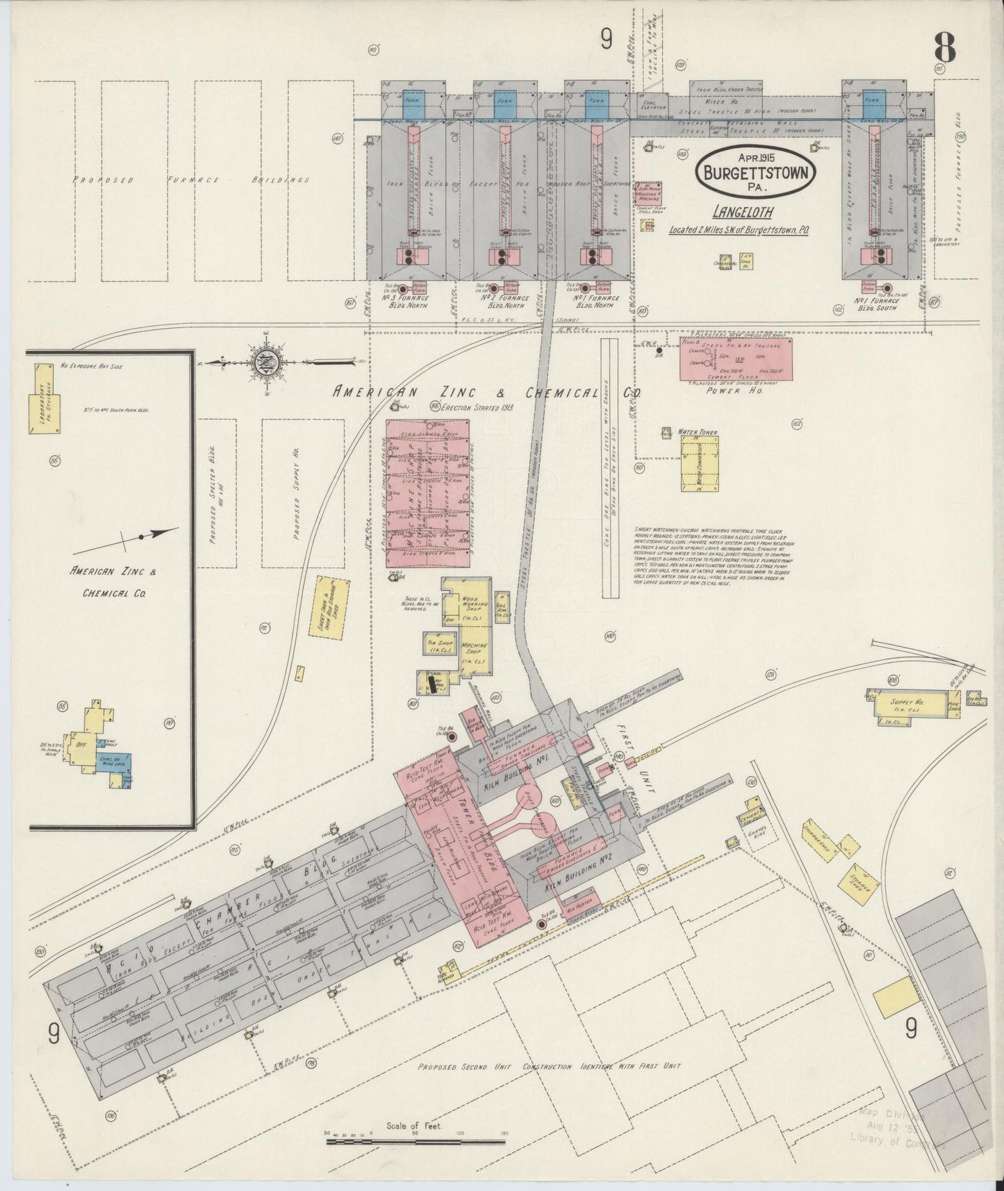 Sanborn Fire Insurance Map from Burgettstown, Washington County, Pennsylvania (1915), Sheet #0008 - Historic Sanborn Fire Insurance Map Print, vintage old map wall art, antique decor, genealogy gift, Pennsylvania Pennsylvania map