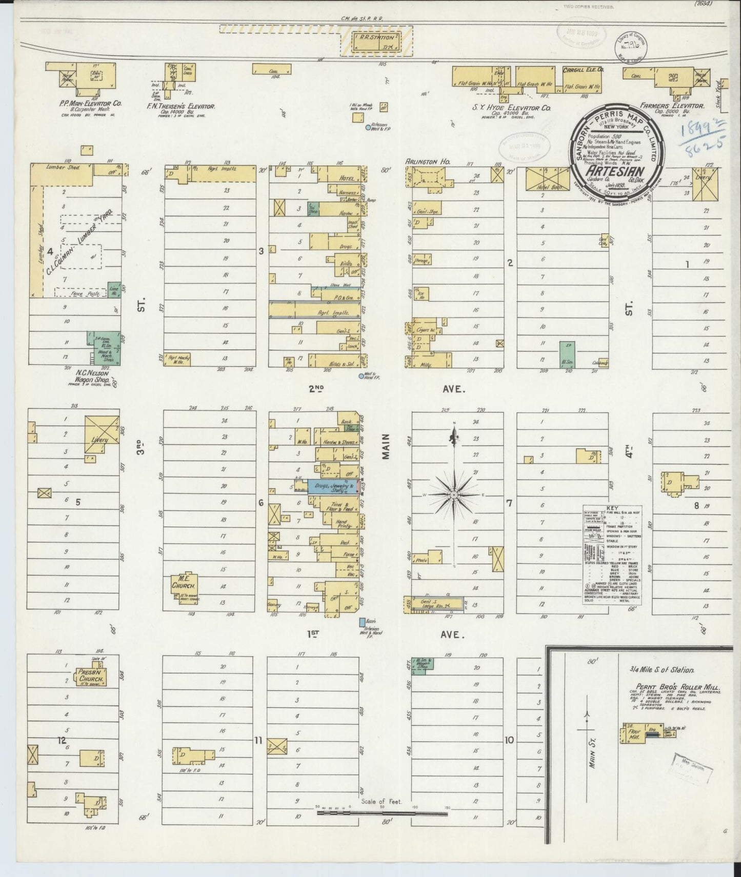 Sanborn Fire Insurance Map from Artesian, Sanborn County, South Dakota (1899), Sheet #0001 - Historic Sanborn Fire Insurance Map Print, vintage old map wall art, antique decor, genealogy gift, South Dakota South Dakota map