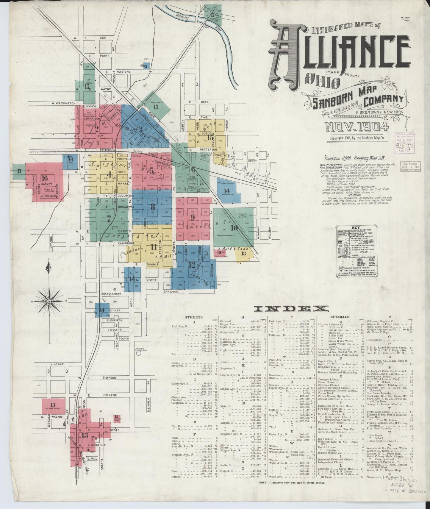 Sanborn Fire Insurance Map from Alliance, Stark County, Ohio (1904), Sheet #0001 - Historic Sanborn Fire Insurance Map Print, vintage old map wall art, antique decor, genealogy gift, Ohio Ohio map