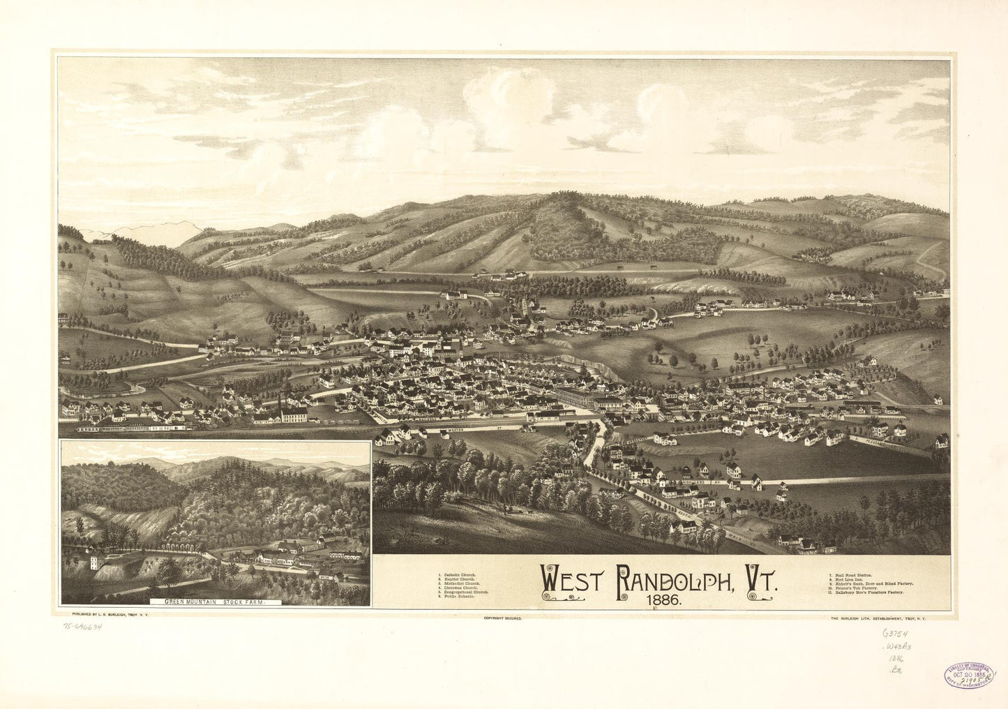 West Randolph, Vt. 1886. (1886) – Historic Bird’s-Eye View Panorama Print