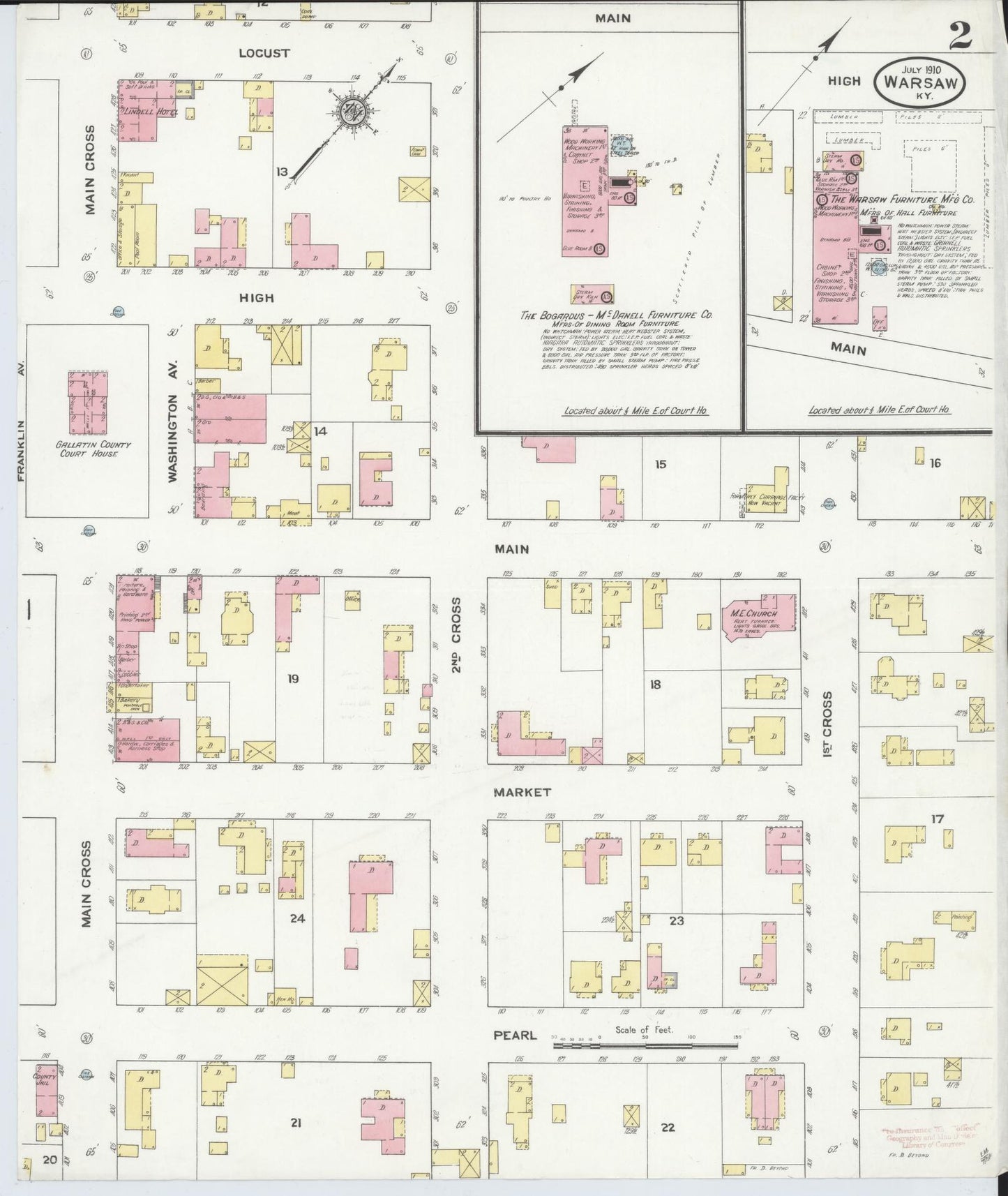 Sanborn Fire Insurance Map from Warsaw, Gallatin County, Kentucky (1910), Sheet #0002 - Complete Map Set gallery image, historic Sanborn map, vintage wall art, Kentucky Kentucky