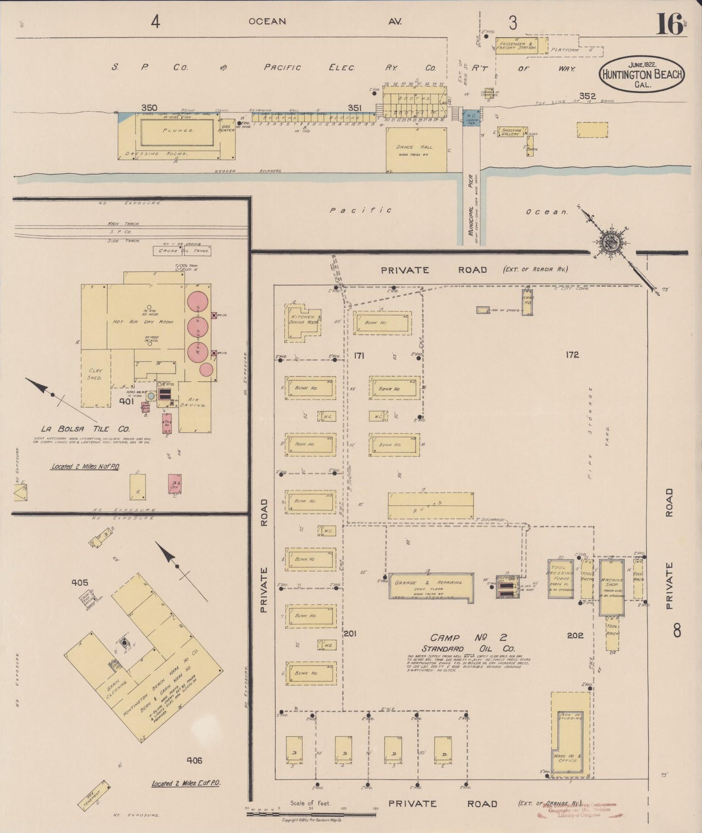 Sanborn Fire Insurance Map from Huntington Beach, Orange County, California (1922), Sheet #0016 - Historic Sanborn Fire Insurance Map Print, vintage old map wall art, antique decor, genealogy gift, California California map