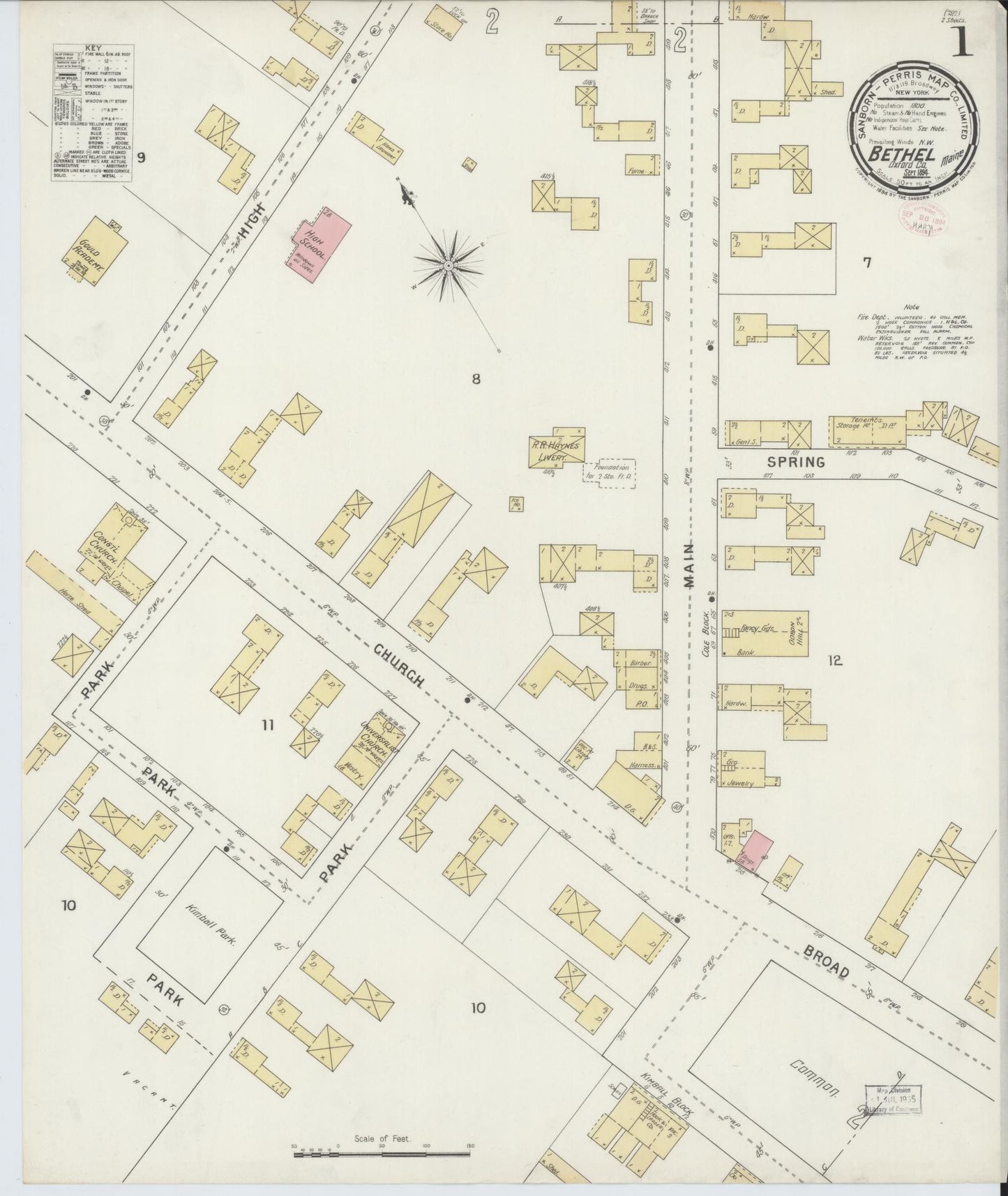 Sanborn Fire Insurance Map from Bethel, Oxford County, Maine. (1894) – Historic Sanborn Fire Insurance Map Print