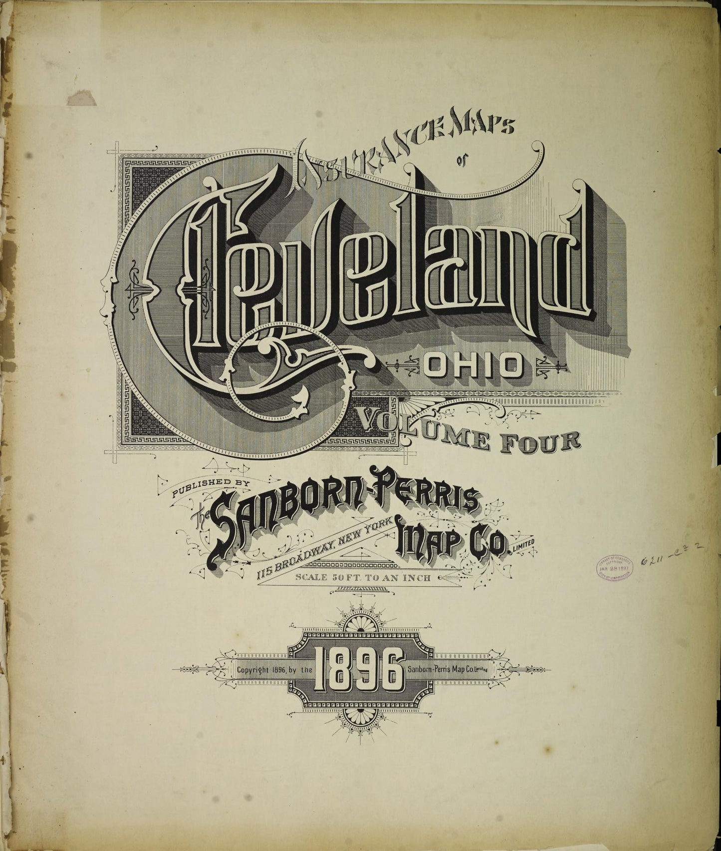 Sanborn Fire Insurance Map from Cleveland, Cuyahoga County, Ohio (1896), Sheet #0001 - Complete Map Set gallery image, historic Sanborn map, vintage wall art, Ohio Ohio