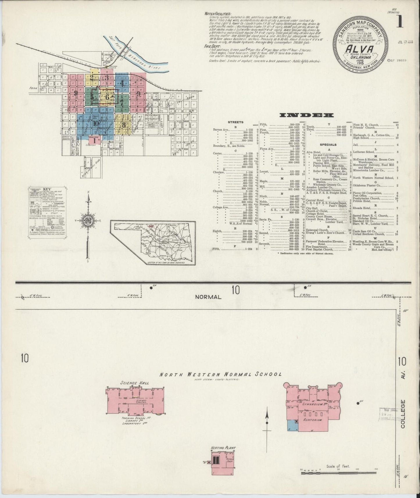 Sanborn Fire Insurance Map from Alva, Woods County, Oklahoma (1914), Sheet #0001 - Historic Sanborn Fire Insurance Map Print, vintage old map wall art, antique decor, genealogy gift, Oklahoma Oklahoma map